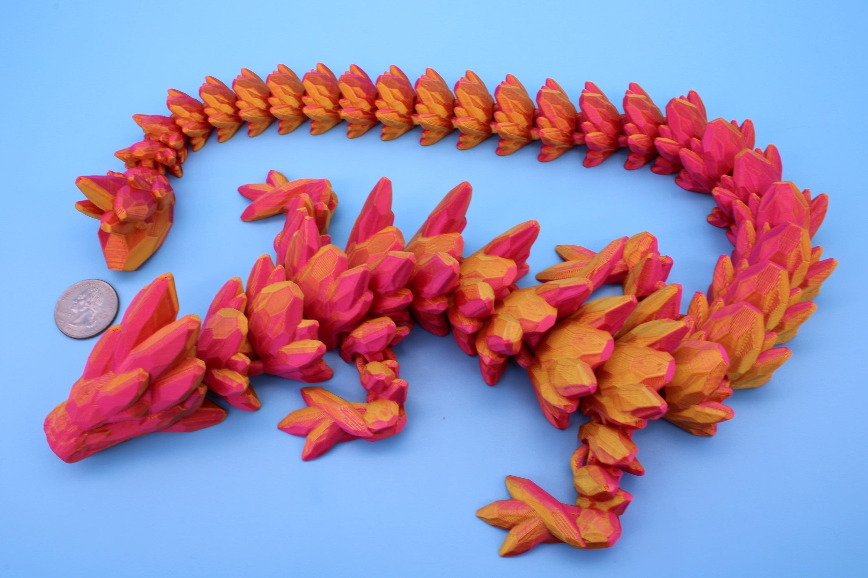 Gem Dragon | Multi Color | 3D Printed Articulating Dragon | Flexi Toy | Adult Fidget Toy | Dragon Buddy ready for you | 26 inches!