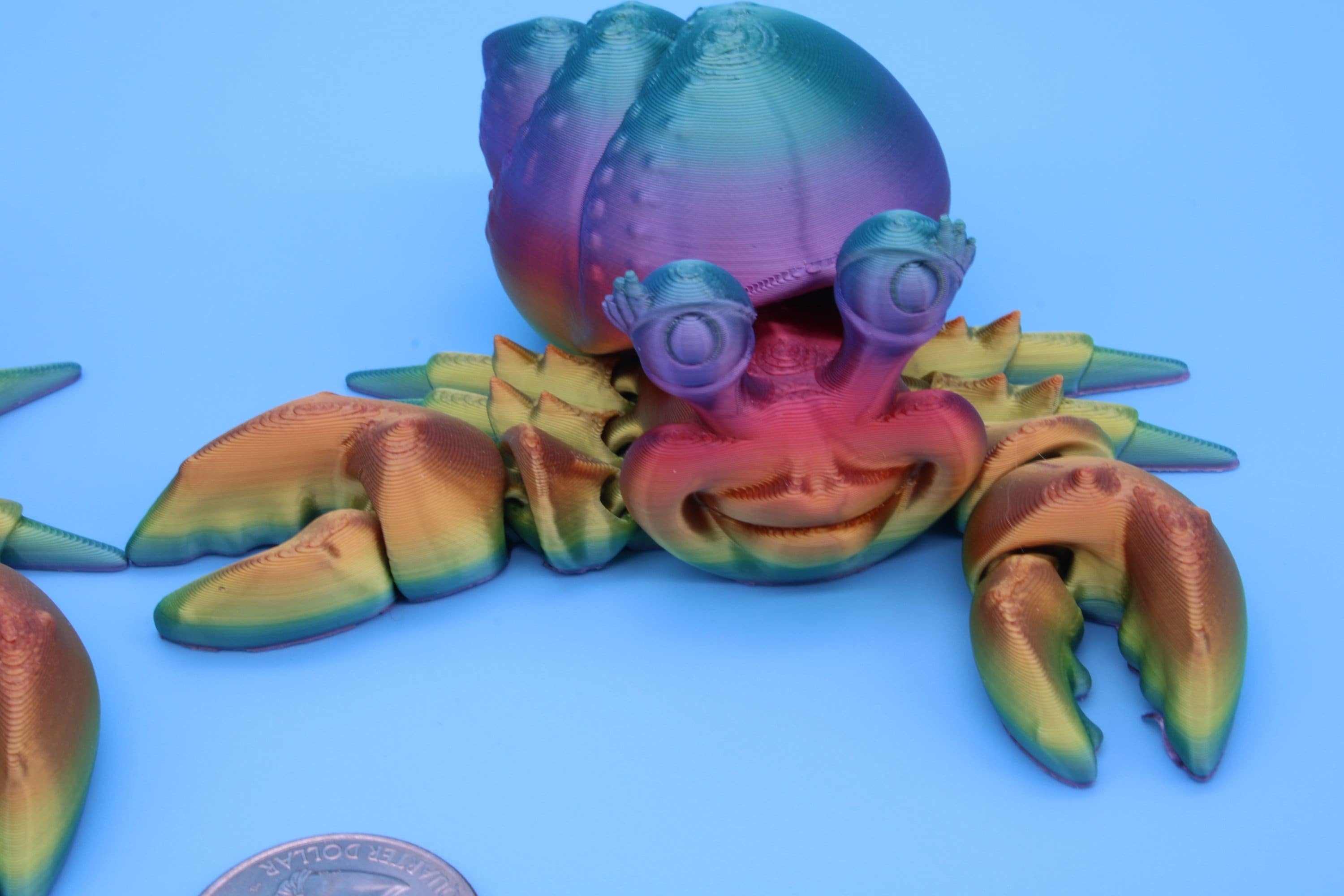 Flexi Hermit Crab Mr. & Mrs. | Articulating Rainbow | 3D Printed. | Super Cute | Friendly Crabs | Great Fidget Toy | Buddy | Sensory toy.