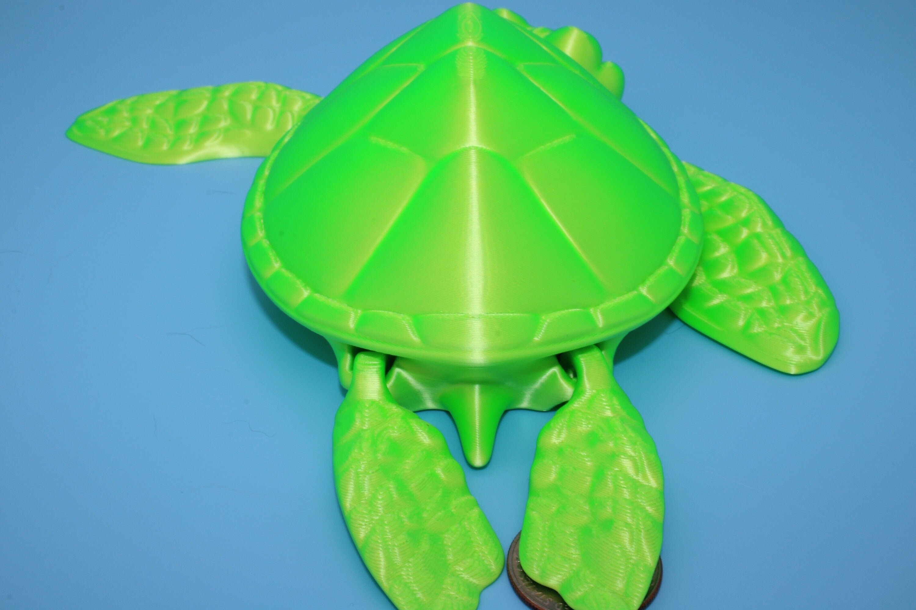 Turtle-Green | Cute Flexi Toy | Articulating Turtle | 3D printed | 8 in.