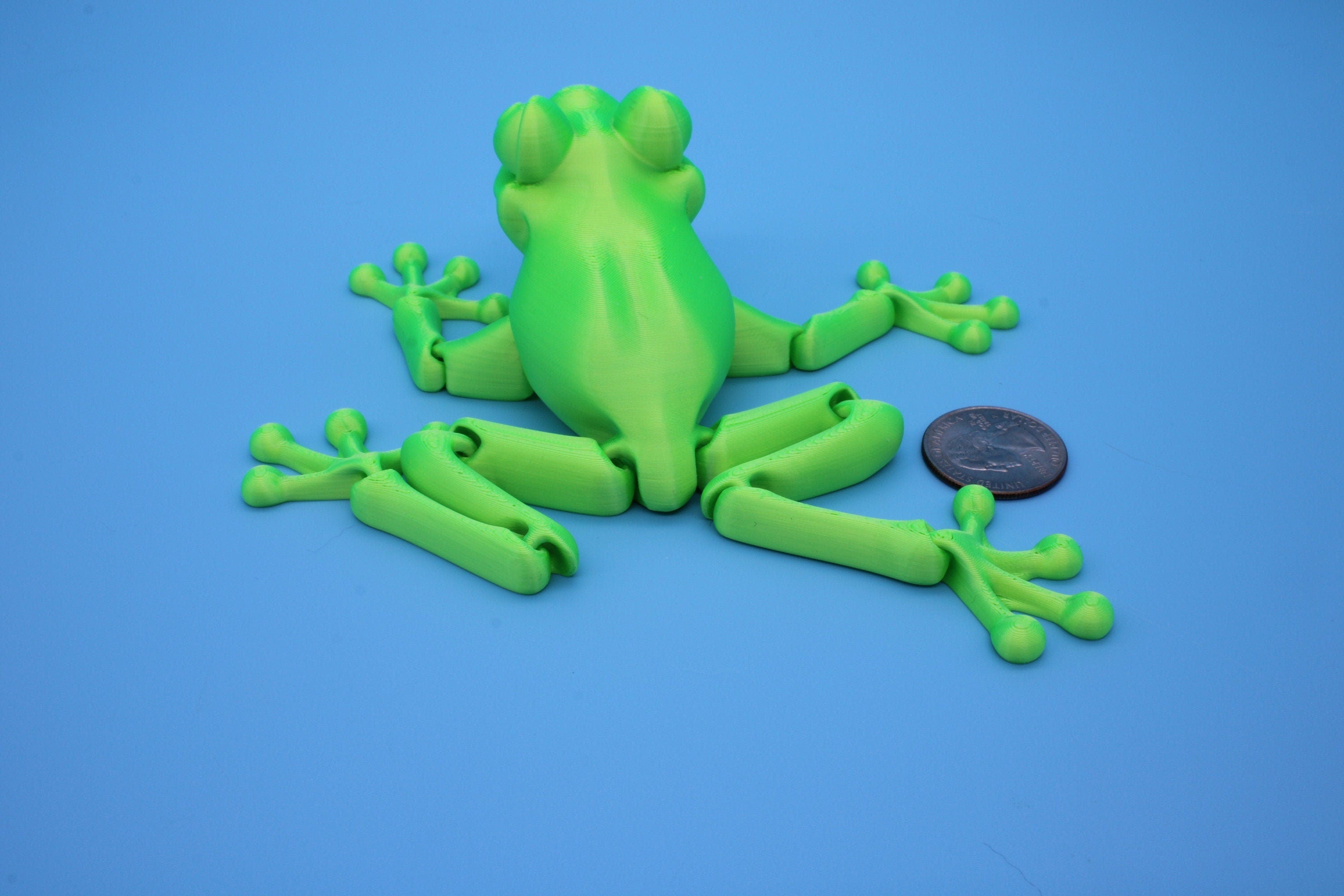 Green Frog | Cute Flexi Toy | Articulating Frog | 3D printed Unique Fidget | Desk Buddy | Sensory Toy | Stim Toy | Small Flexi Toy.