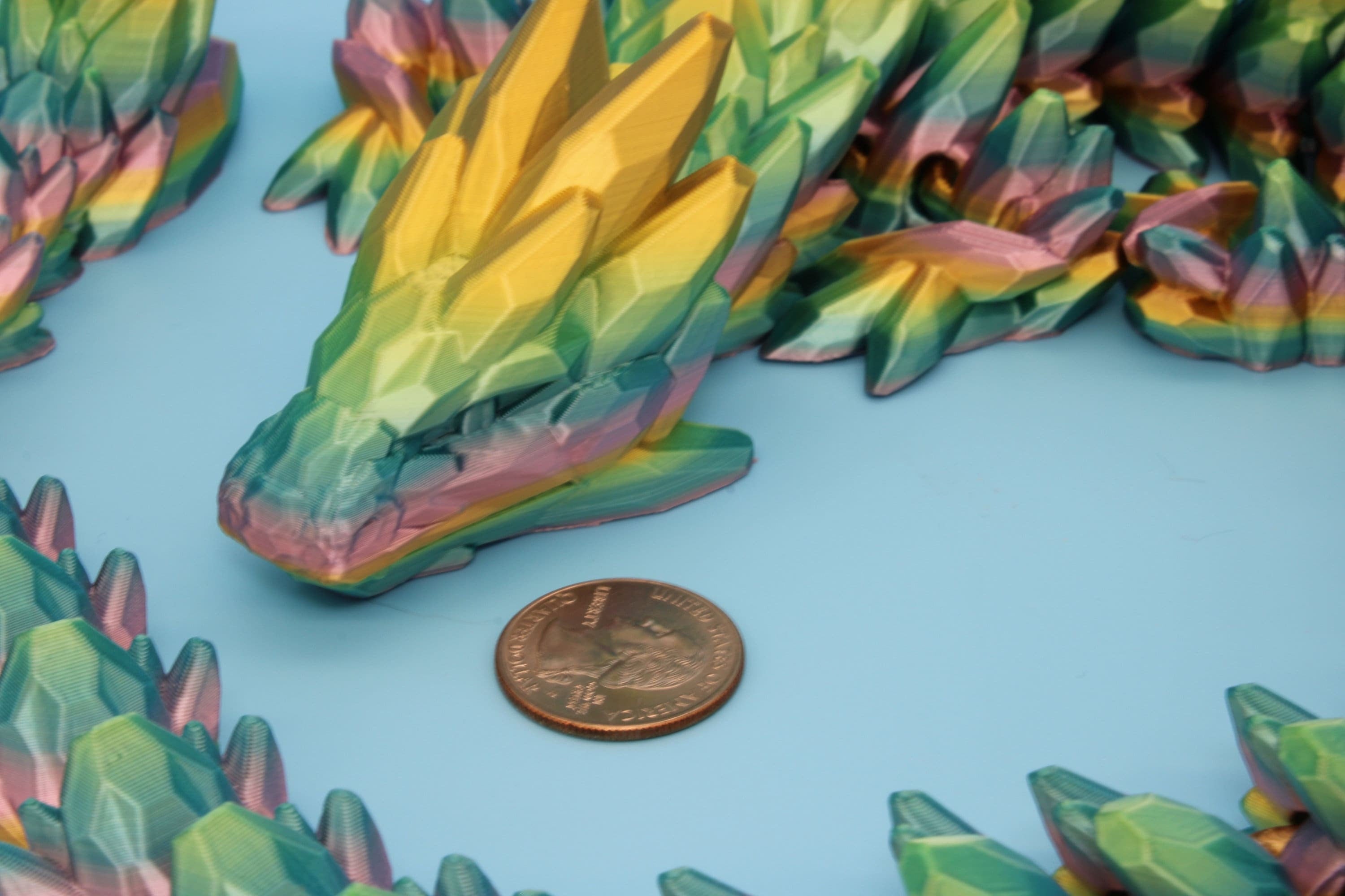 Gem Dragon | Rainbow | 3D Printed Articulating Dragon | Flexi Toy | Adult Fidget Toy | Dragon Buddy | 26 inches (Made)