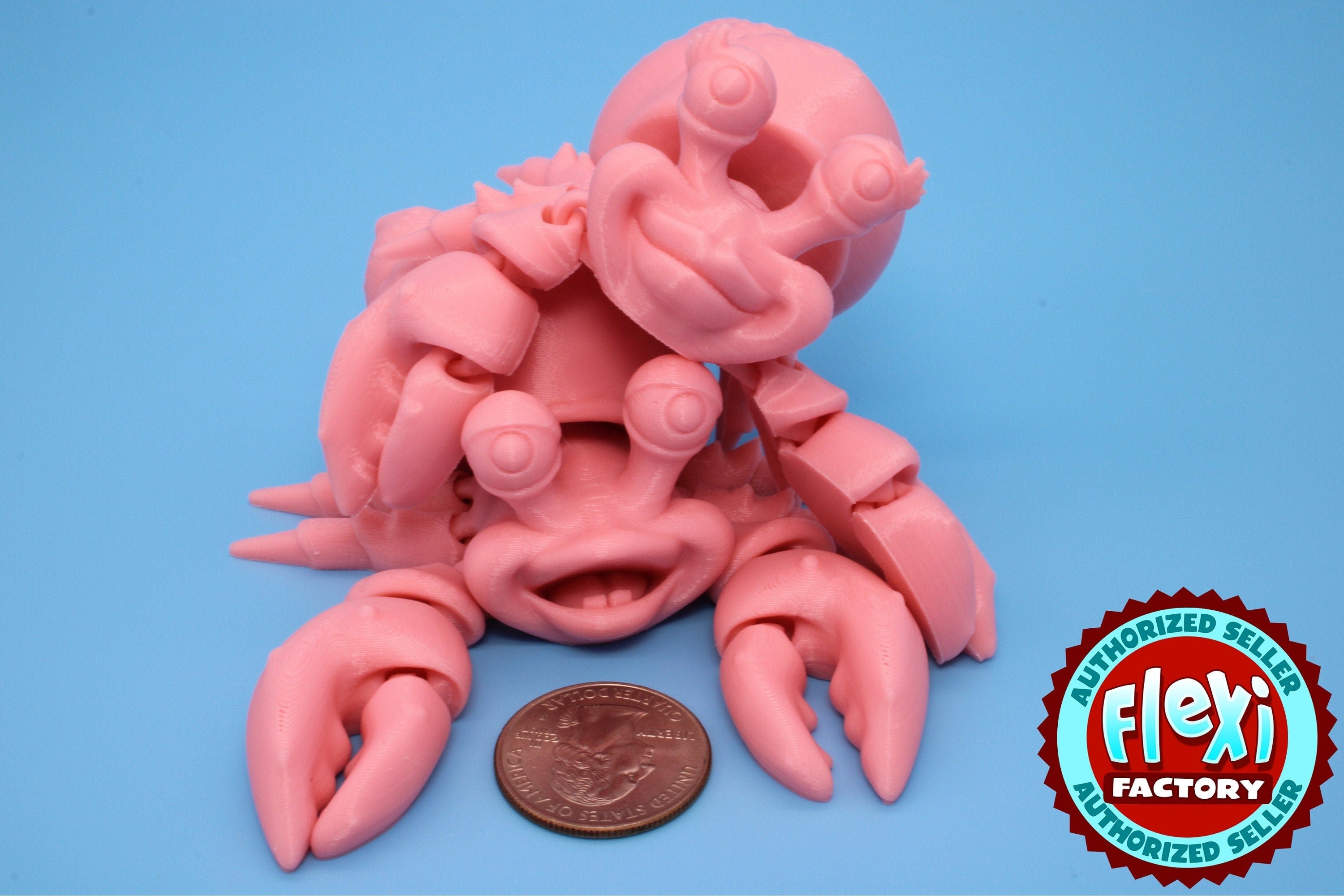 Flexi Hermit Crab Mr. & Mrs. | Articulating Pink | 3D Printed. | Super Cute | Friendly Crabs | Great Fidget Toy | Buddy | Sensory.