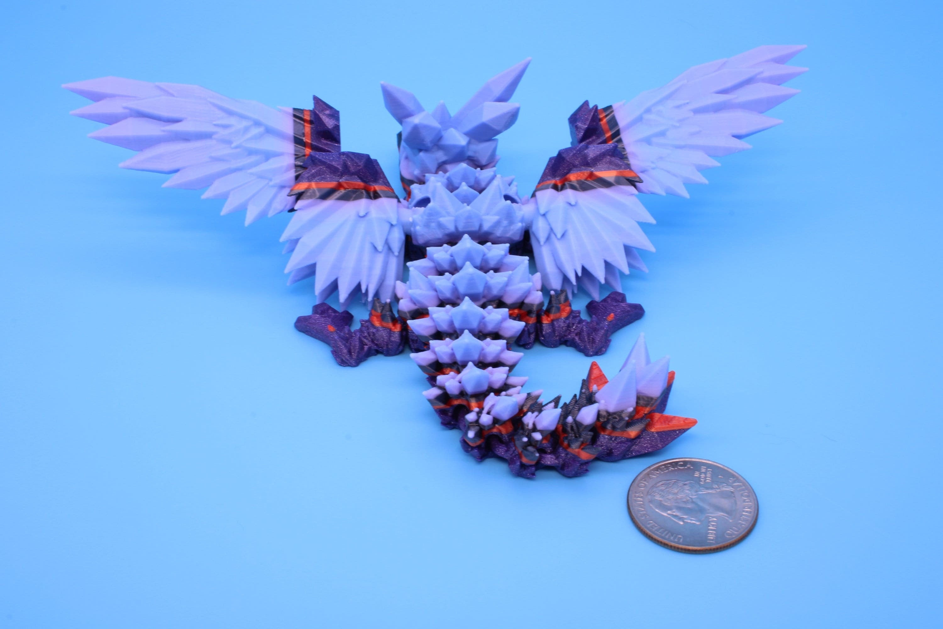 Miniature Baby Crystal Winged Dragon | Rainbow | 3D printed articulating Toy Fidget | Flexi Toy 7 in. head to tail | Stress Relief Gift