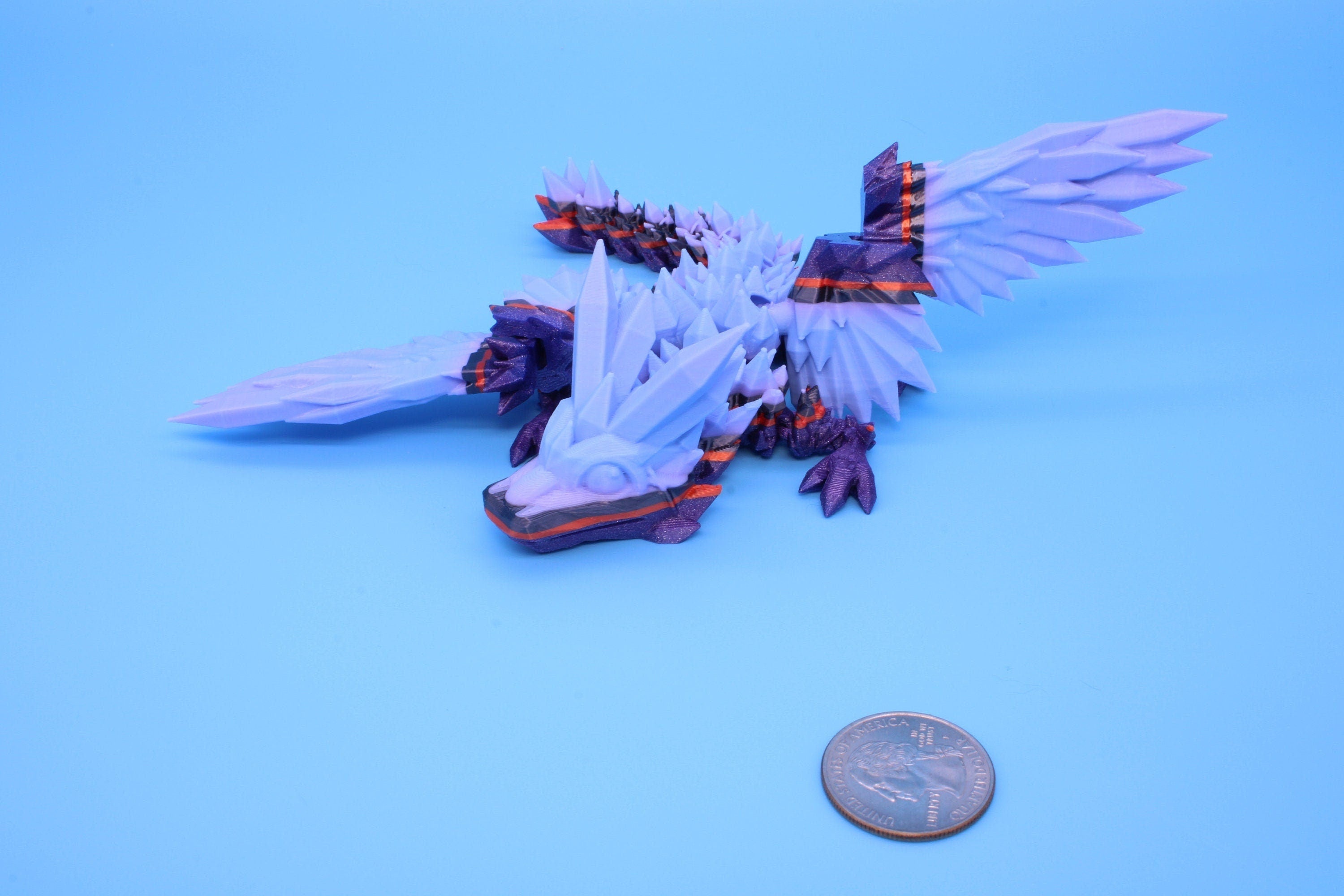 Miniature Baby Crystal Winged Dragon | Rainbow | 3D printed articulating Toy Fidget | Flexi Toy 7 in. head to tail | Stress Relief Gift