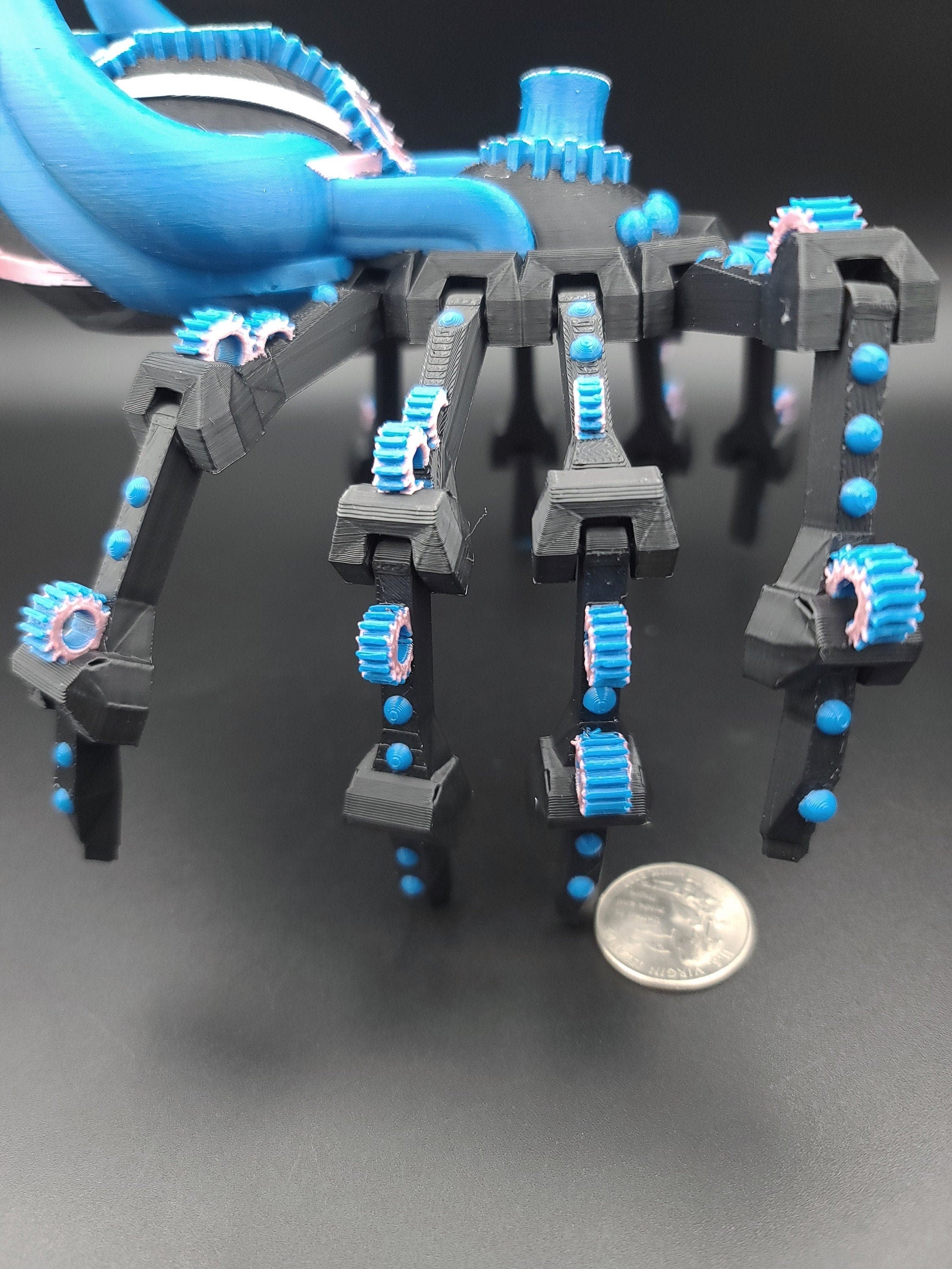 Multi Color Steam Punk Spider. 100% 3D printed! Steam Punk Spider 3D printed articulating spider . flexi Toy, 9.75 in. Stress Relief, Gift.