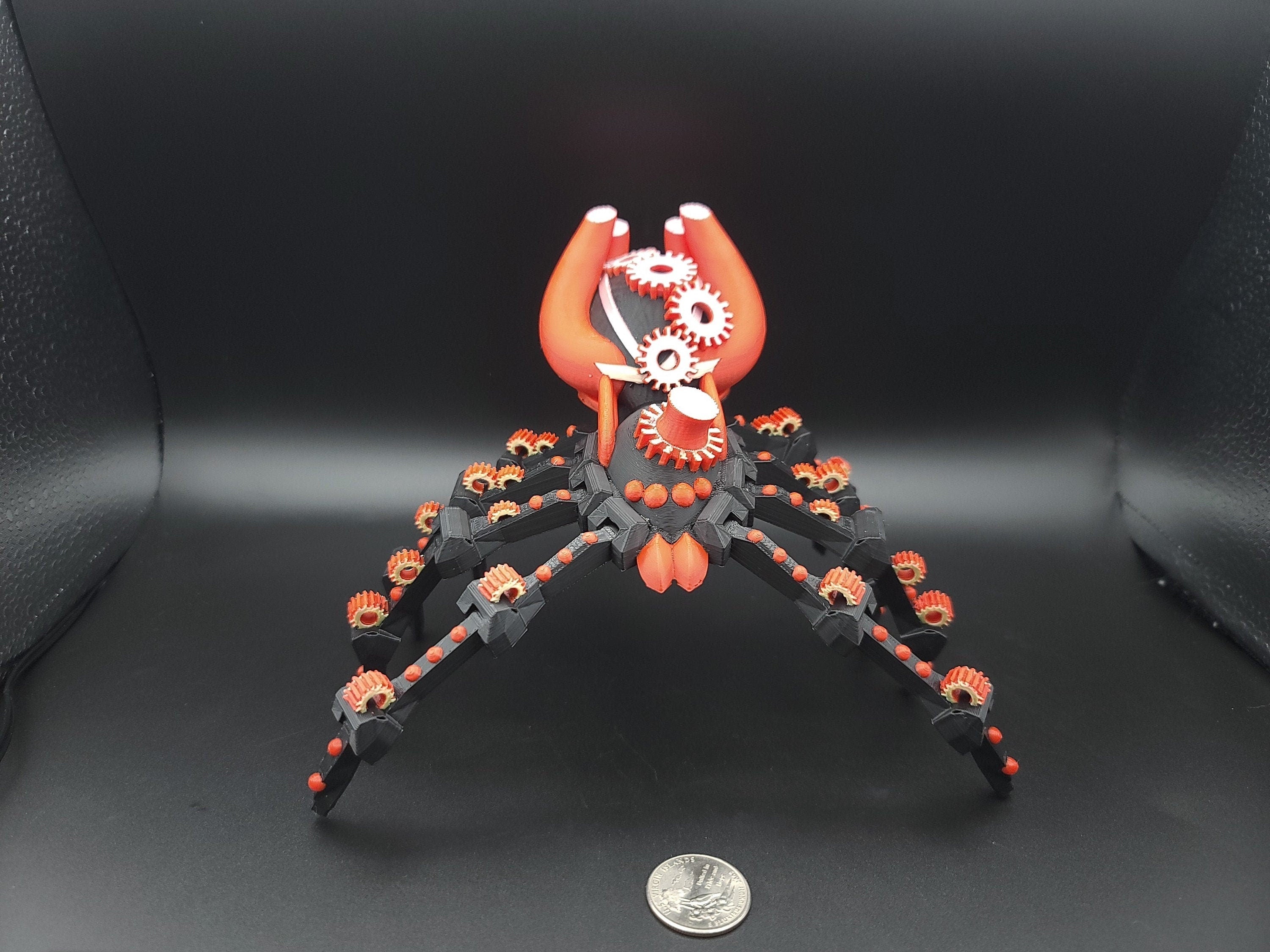 Multi Color Steam Punk Spider. 100% 3D printed! Steam Punk Spider 3D printed articulating spider . flexi Toy, 9.75 in. Stress Relief, Gift.