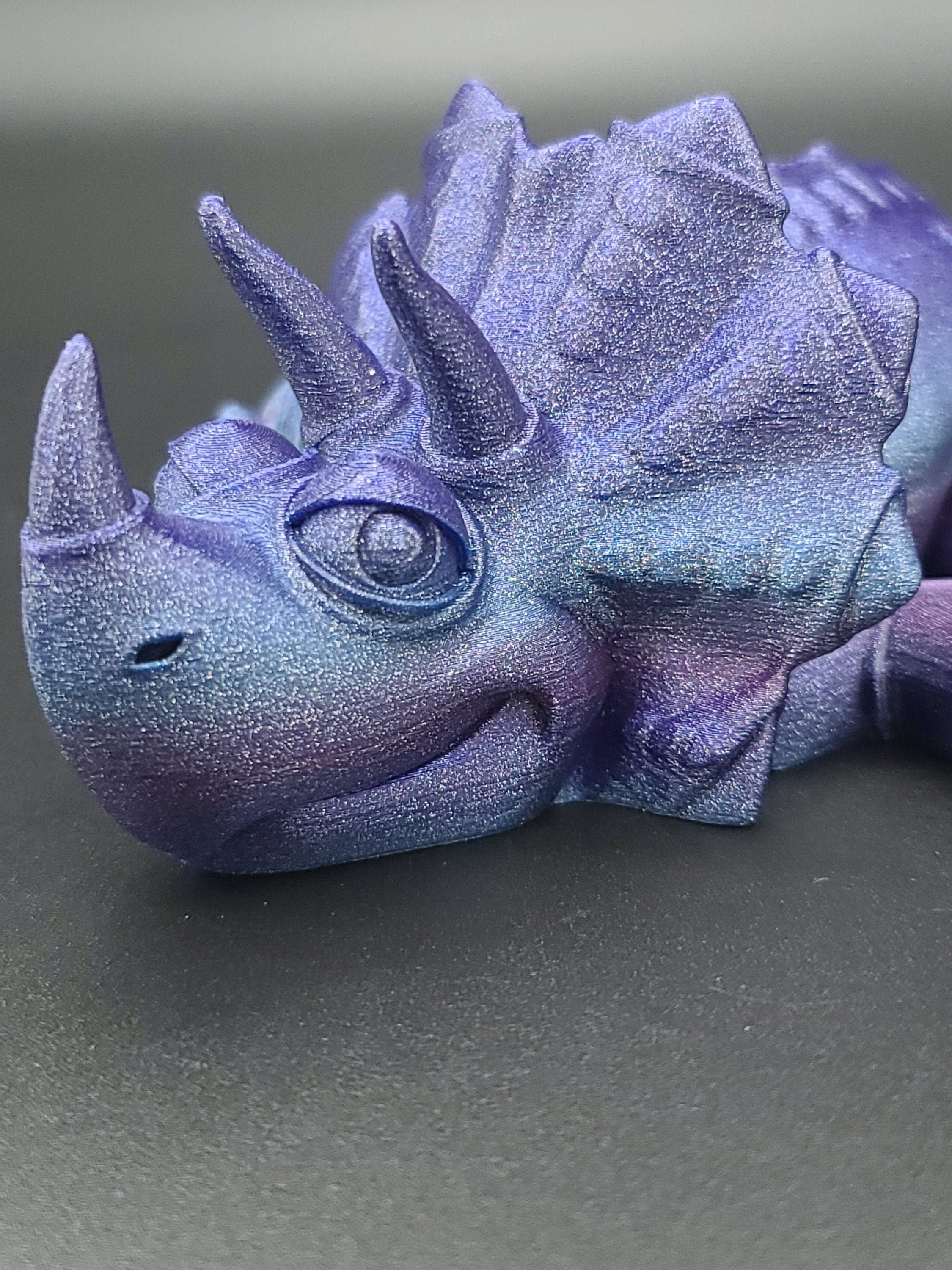 Cute Flexi Rainbow Triceratops. Unique 3D printed Triceratops. Great Articulating fidget toy, desk, sensory toy. 6.5 inch.