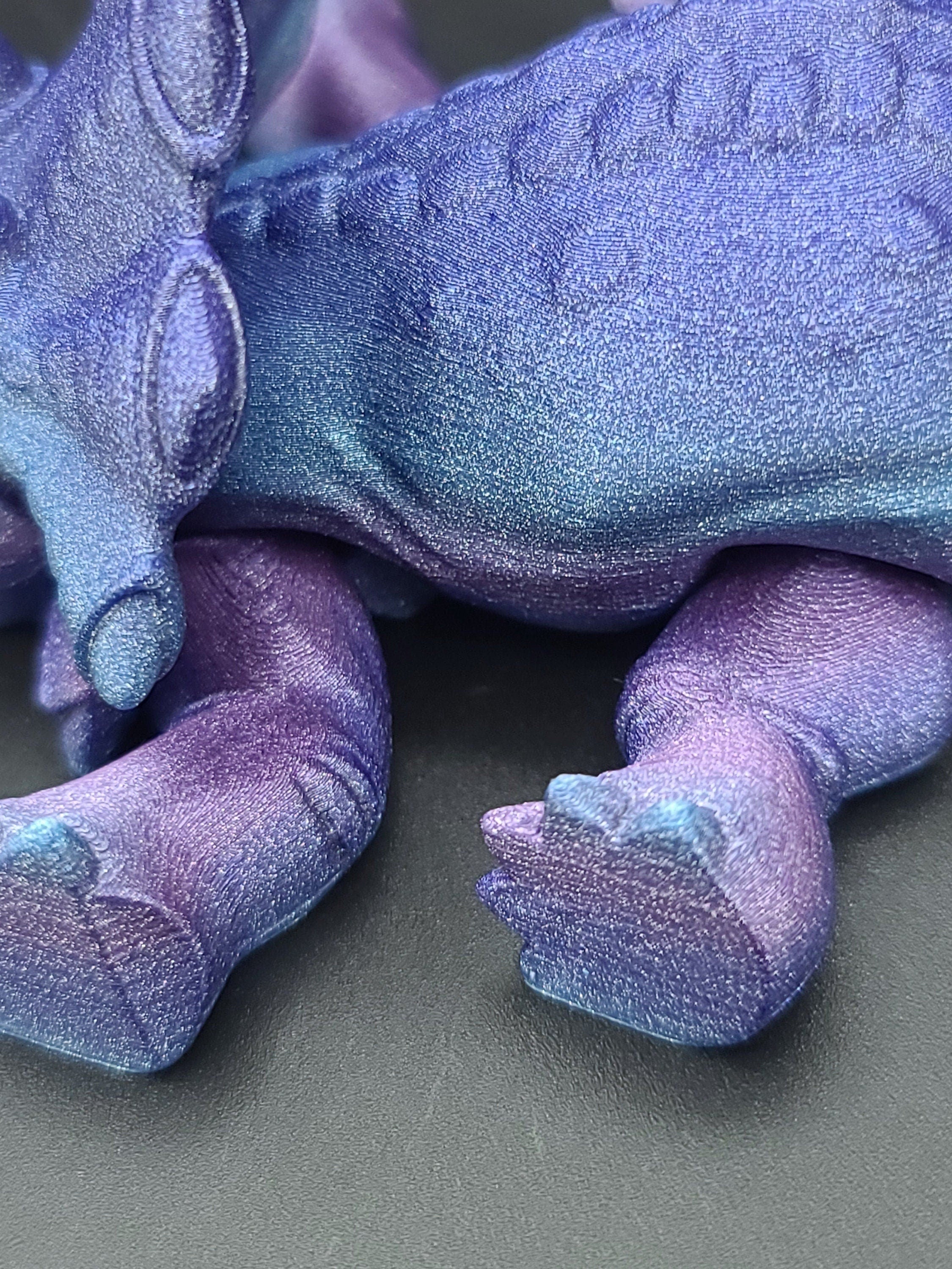 Cute Flexi Rainbow Triceratops. Unique 3D printed Triceratops. Great Articulating fidget toy, desk, sensory toy. 6.5 inch.