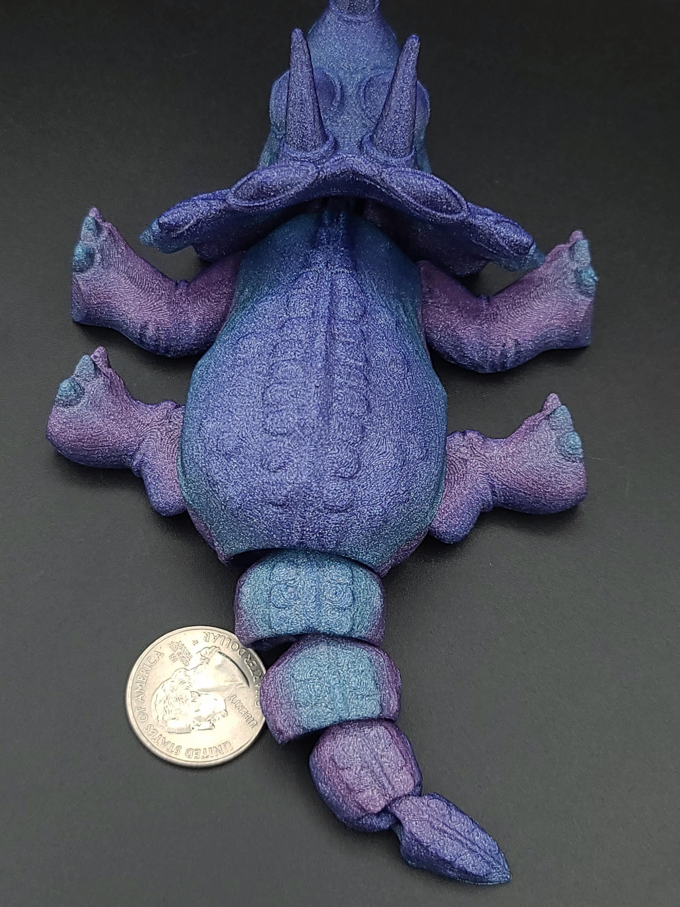 Cute Flexi Rainbow Triceratops. Unique 3D printed Triceratops. Great Articulating fidget toy, desk, sensory toy. 6.5 inch.