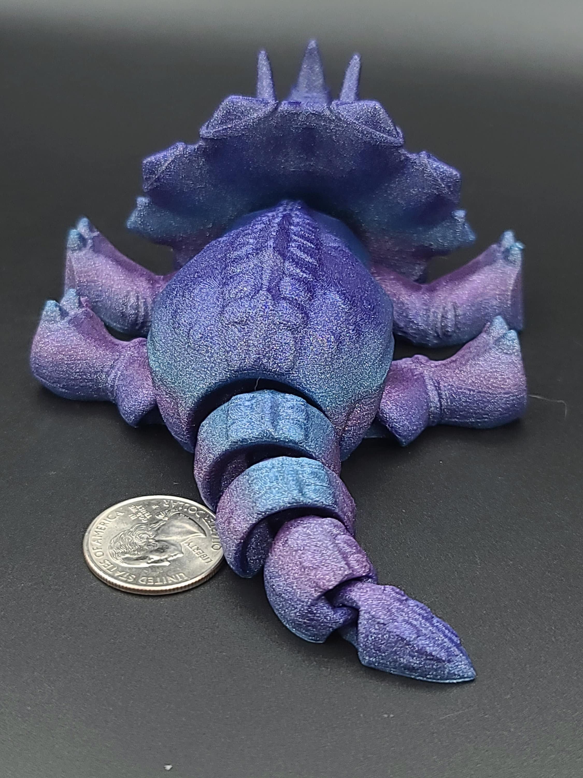 Cute Flexi Rainbow Triceratops. Unique 3D printed Triceratops. Great Articulating fidget toy, desk, sensory toy. 6.5 inch.
