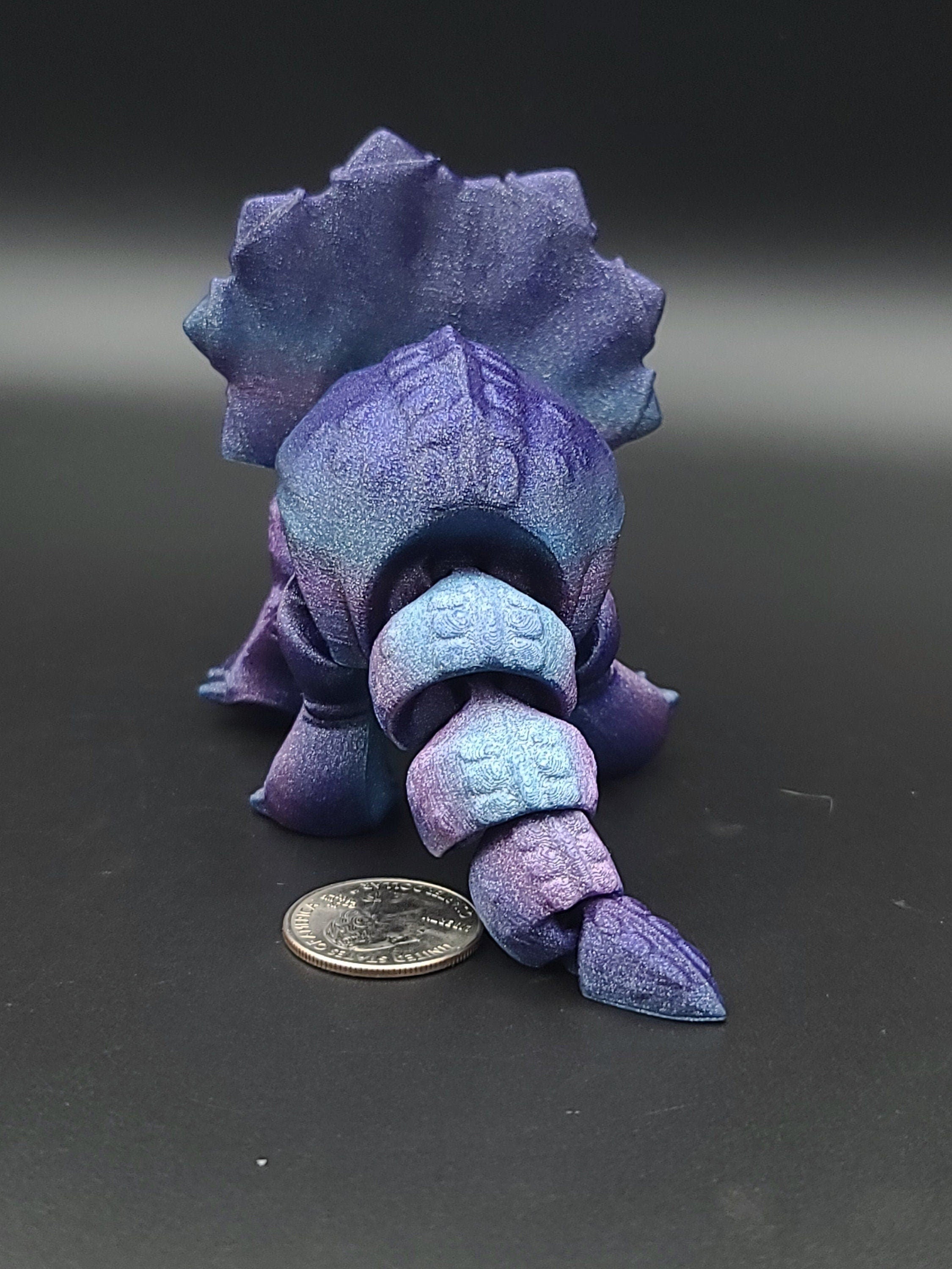 Cute Flexi Rainbow Triceratops. Unique 3D printed Triceratops. Great Articulating fidget toy, desk, sensory toy. 6.5 inch.