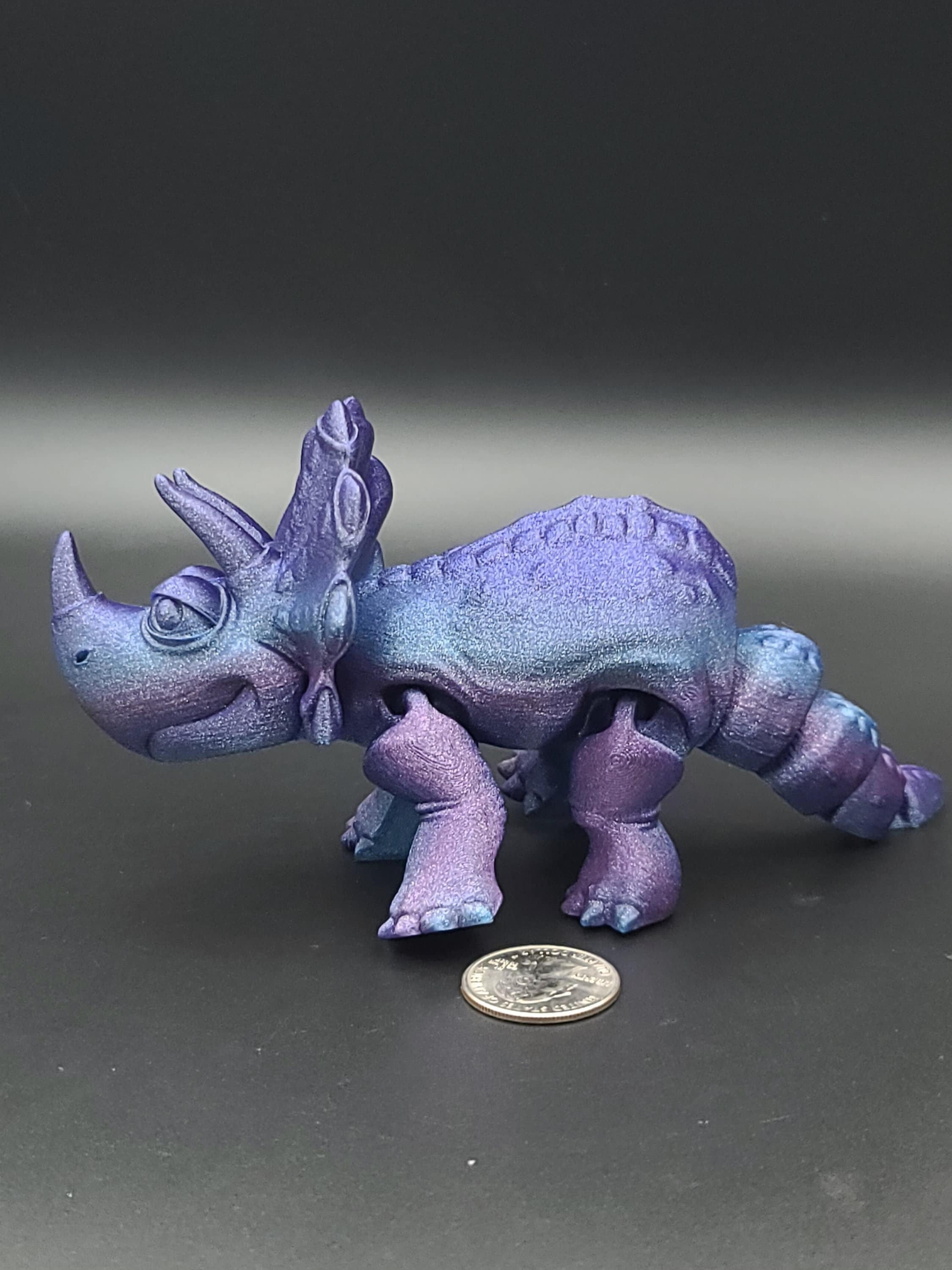 Cute Flexi Rainbow Triceratops. Unique 3D printed Triceratops. Great Articulating fidget toy, desk, sensory toy. 6.5 inch.