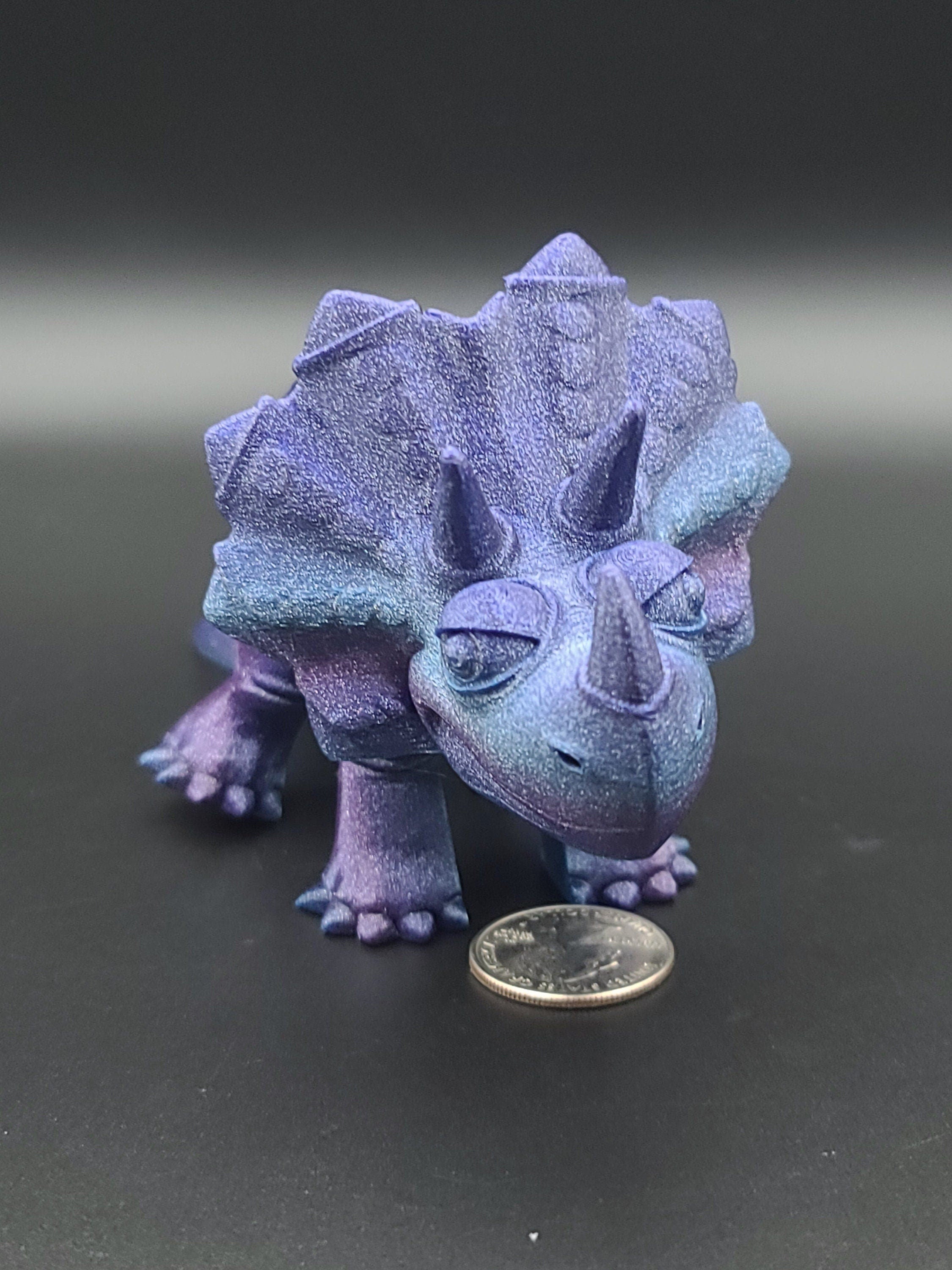 Cute Flexi Rainbow Triceratops. Unique 3D printed Triceratops. Great Articulating fidget toy, desk, sensory toy. 6.5 inch.