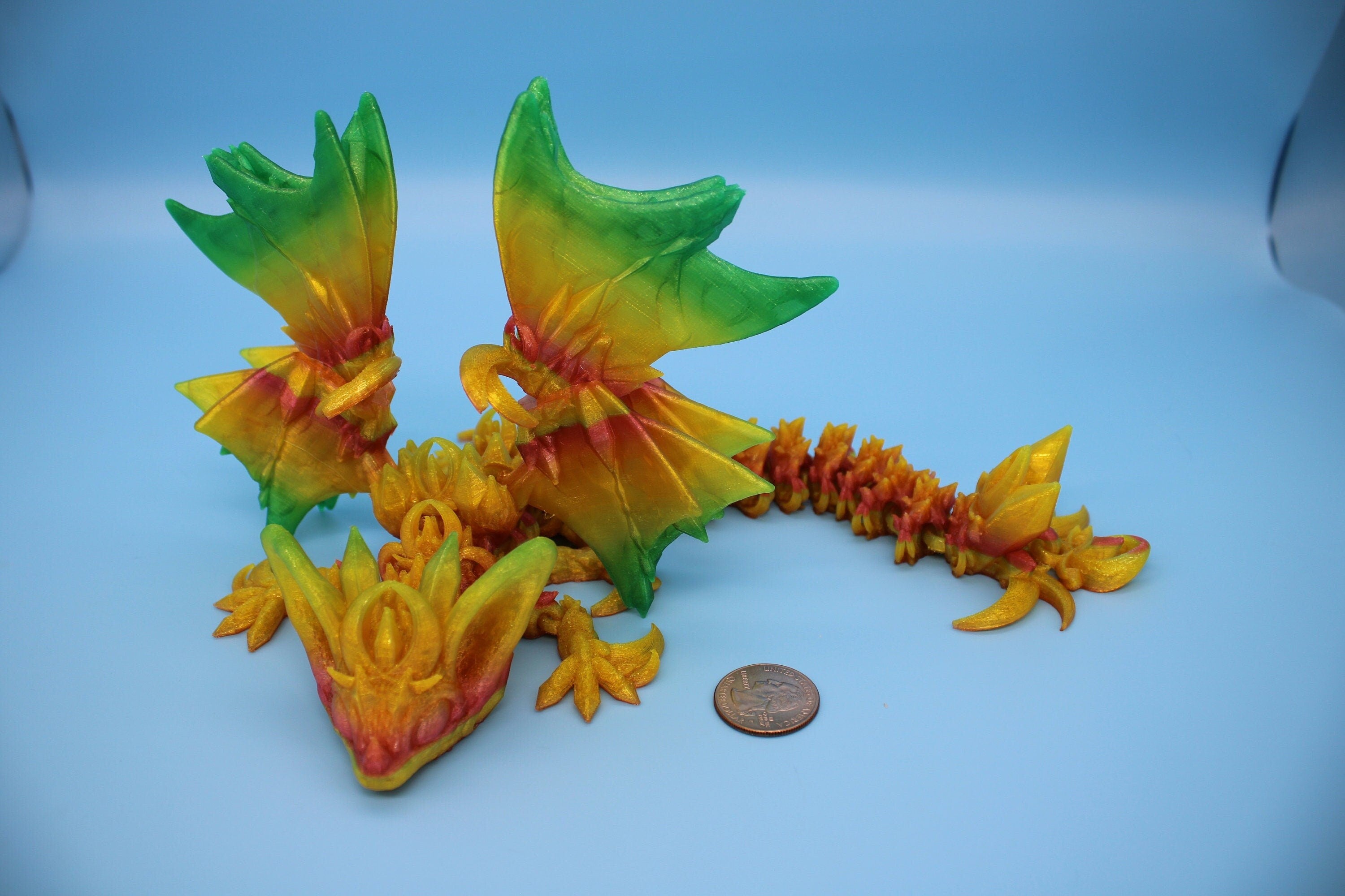 Flexible Bat Dragon | Rainbow Bat Wing | Articulating Dragon | 3D Printed Fidget | Flexi Toy | Adult Fidget Toy | Sensory Desk Toy | 12.5 in
