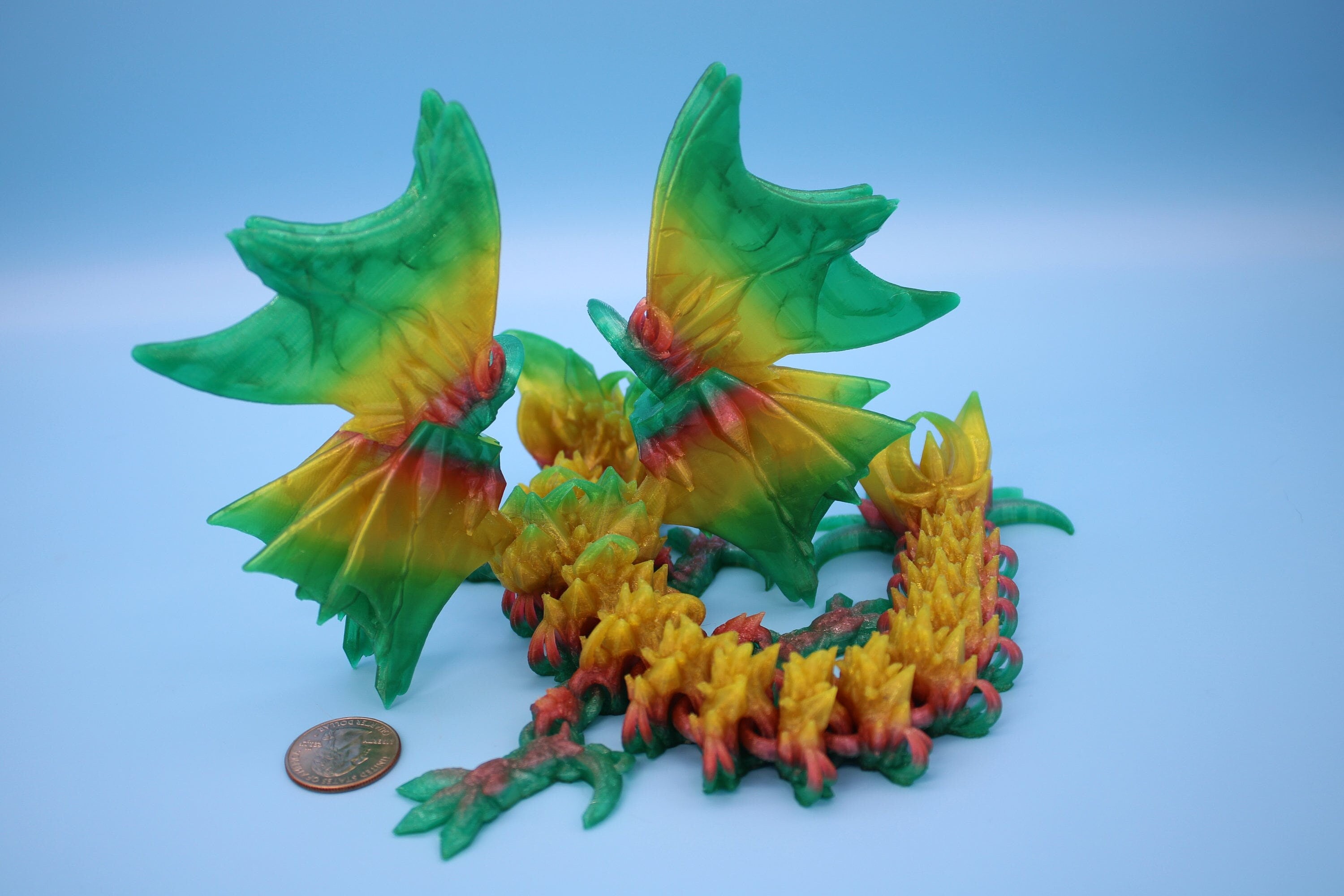 Flexible Bat Dragon | Rainbow Bat Wing | Articulating Dragon | 3D Printed Fidget | Flexi Toy | Adult Fidget Toy | Sensory Desk Toy | 12.5 in