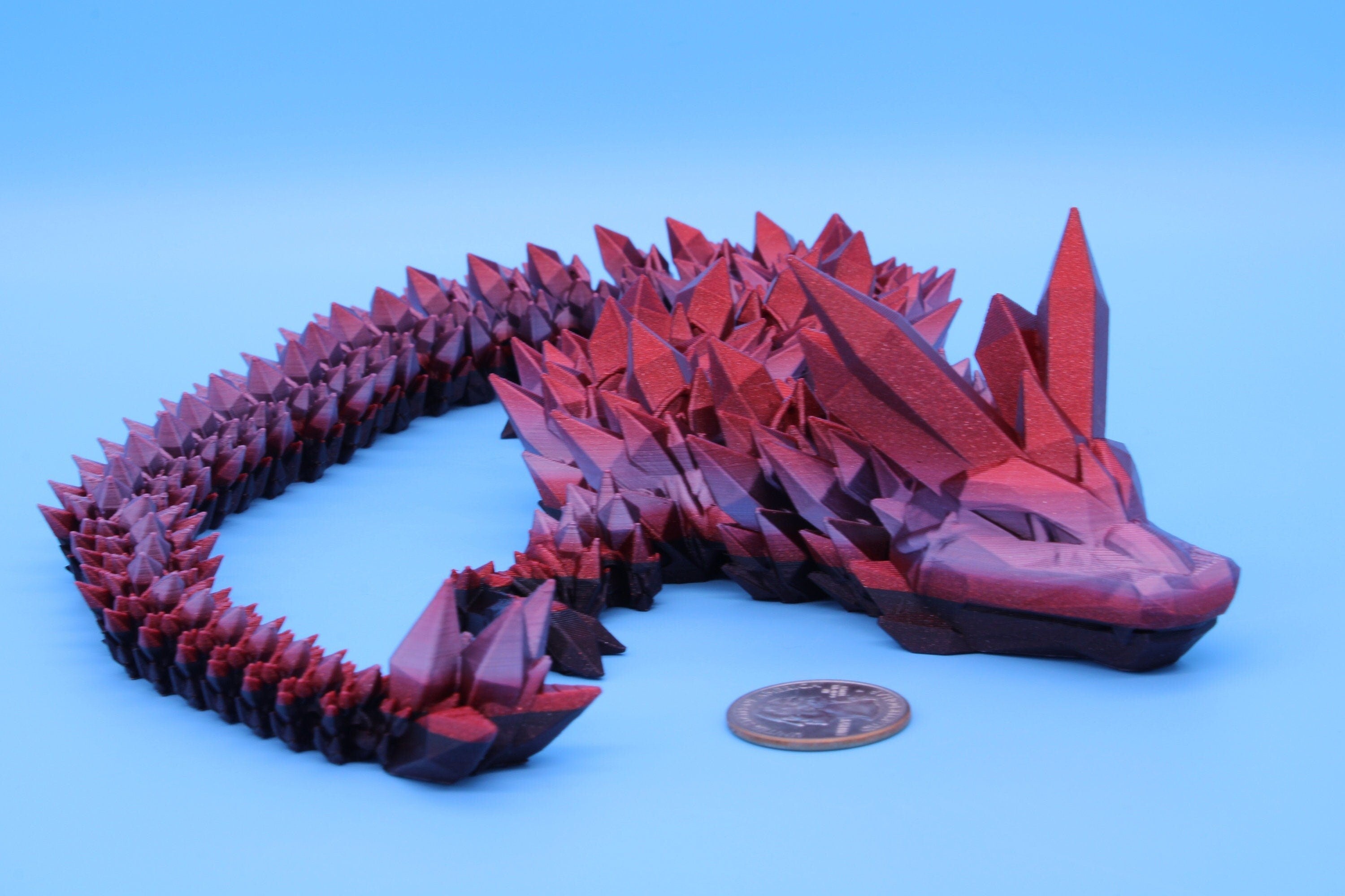 Rainbow Pink & Dark Crystal Dragon | 3D Printed Articulating Dragon | Flexi Toy | Adult Fidget Toy | Dragon Buddy ready for you! 24 inch.