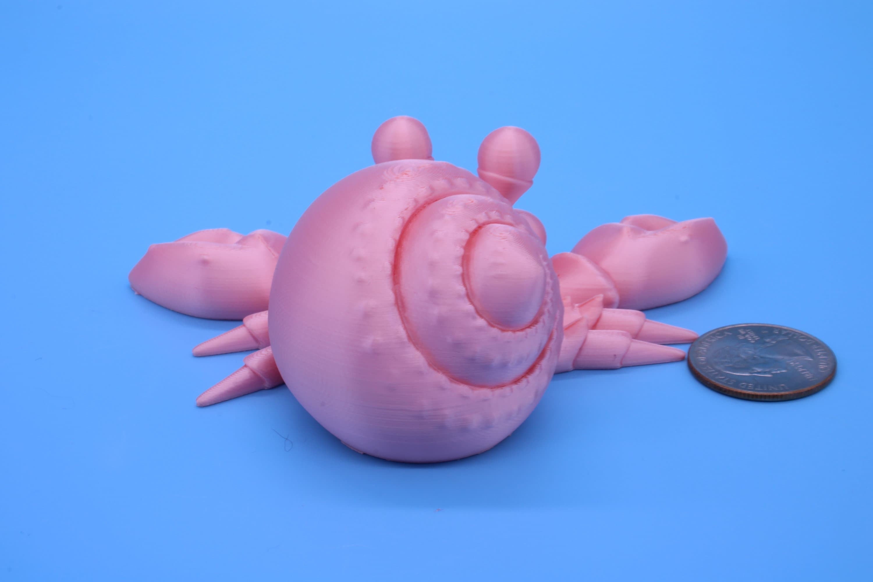 Pink Flexi Hermit Crab | 3D Printed. | Super cute, friendly crab. | Great fidget toy, buddy, Sensory toy