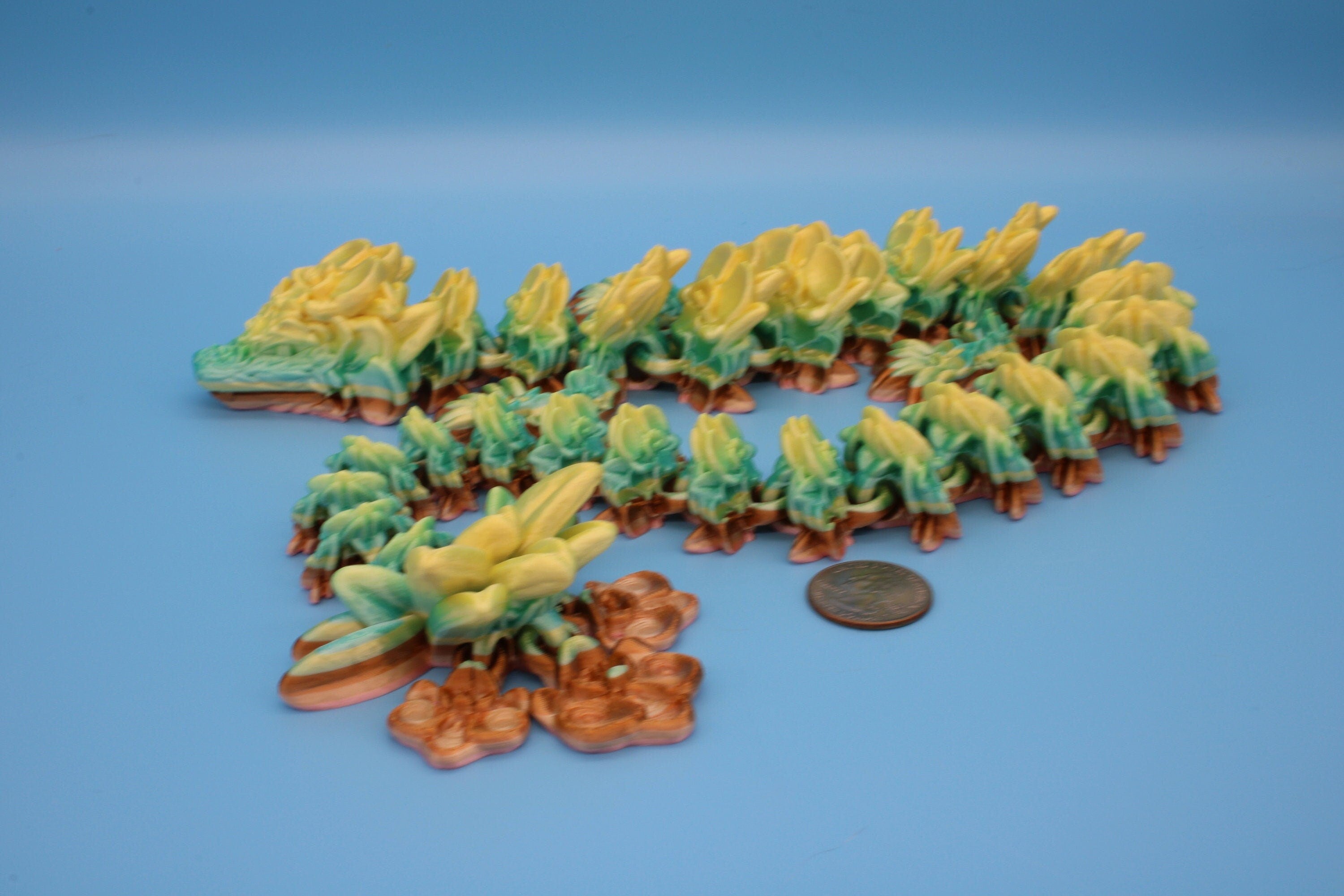Rainbow Orchid Dragon | 3D Printed Articulating Dragon | Flexi Toy | Adult Fidget Toy | Dragon Buddy ready for you! 24.5 inch.