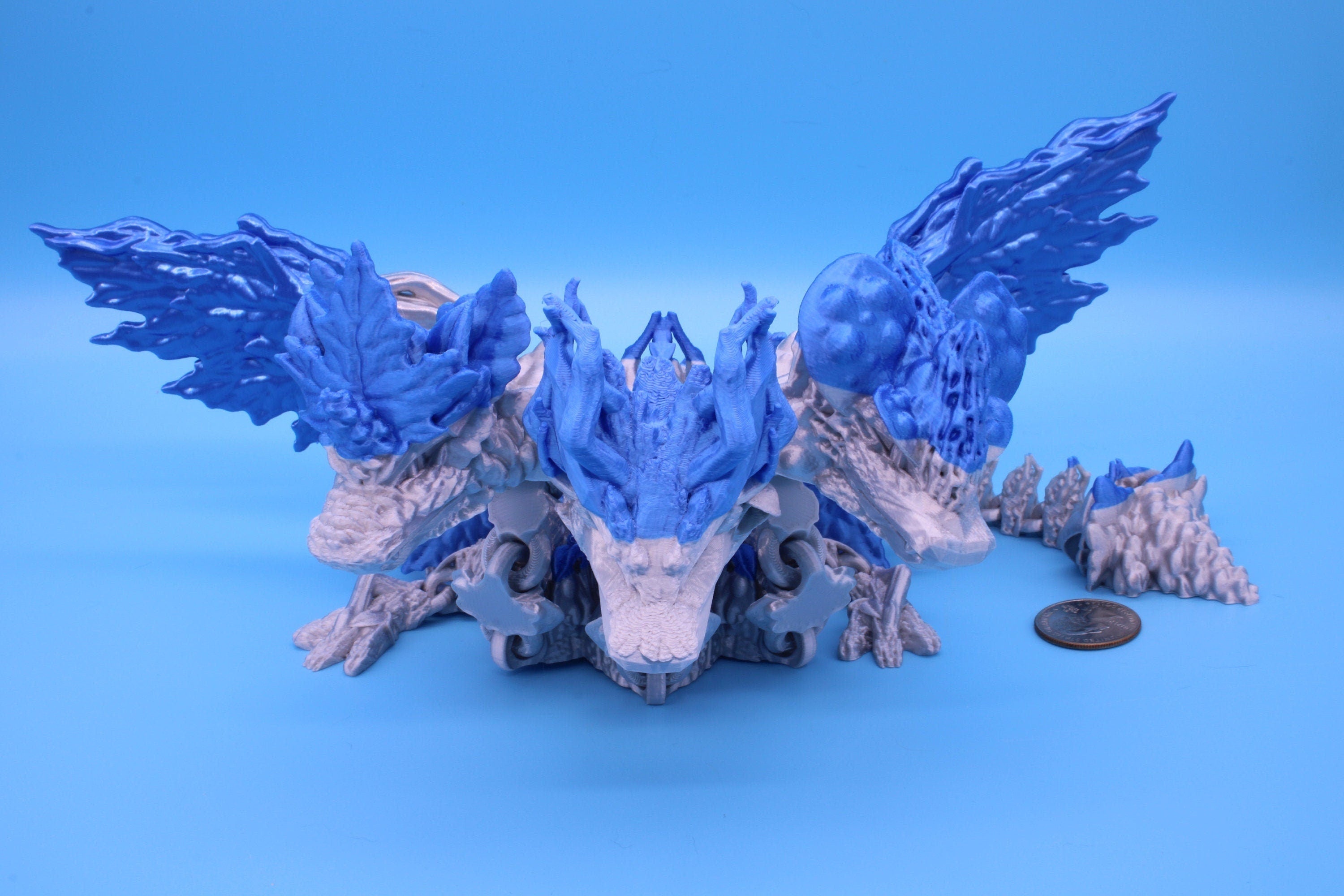 Tri-Forest Dragon | Multi Colored | Three Headed Dragon | 3D printed | Articulating Dragon | Fidget Toy | Flexi Toy | Stress Relief | Stim.