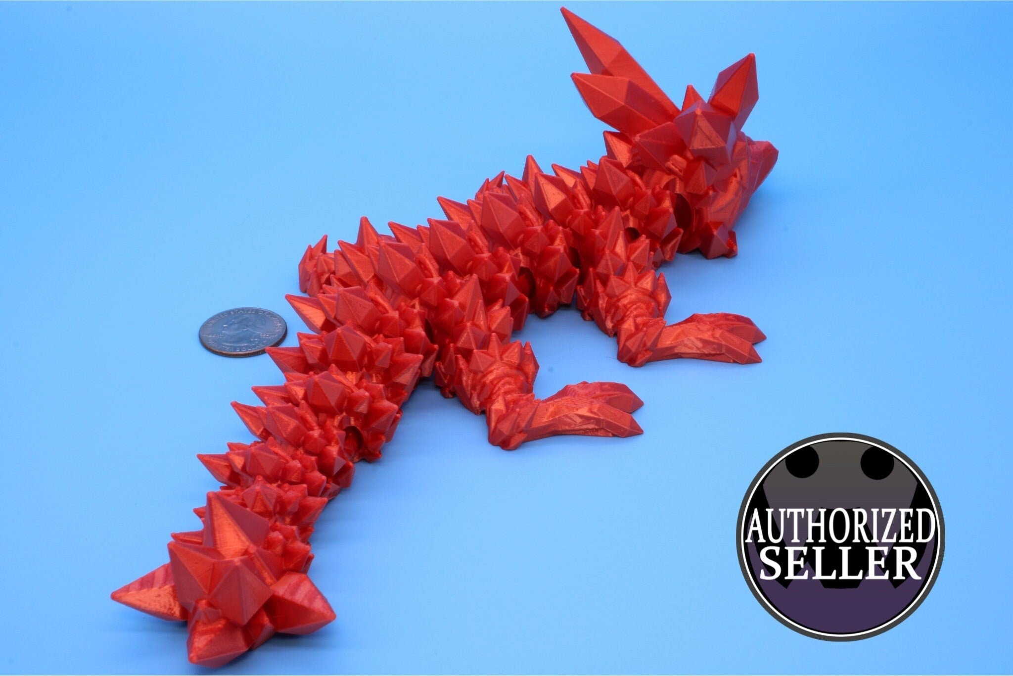 Crystal Dragon Fidget Toy - Articulated Crystal Dragon - 3D Printed Dragon  - Sensory Stress Fidget