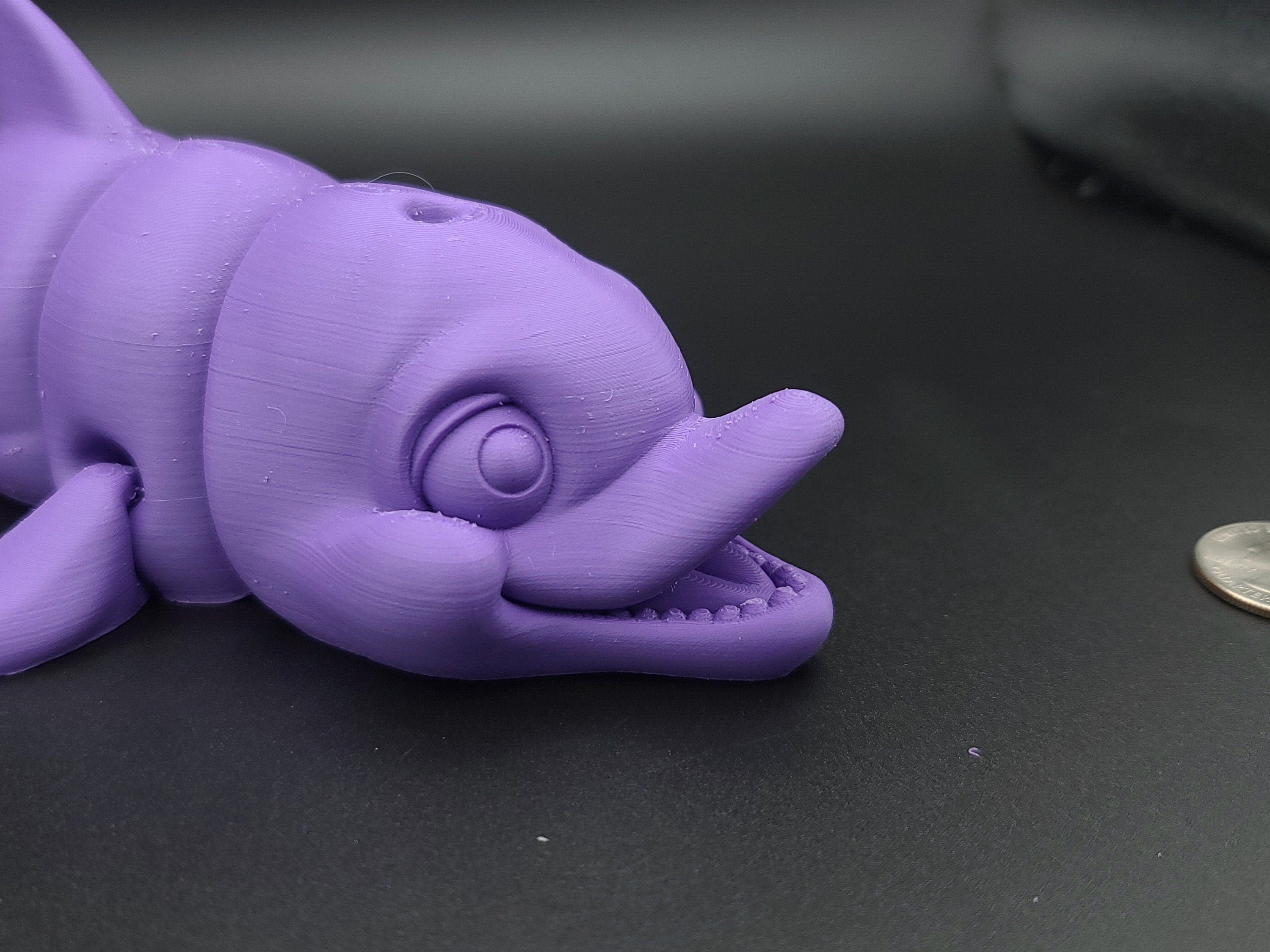 XL Purple Flexi Dolphin. 9.5 inch Articulating Super Cute Dolphin. Great fidget toy. Desk buddy. Sensory toy.