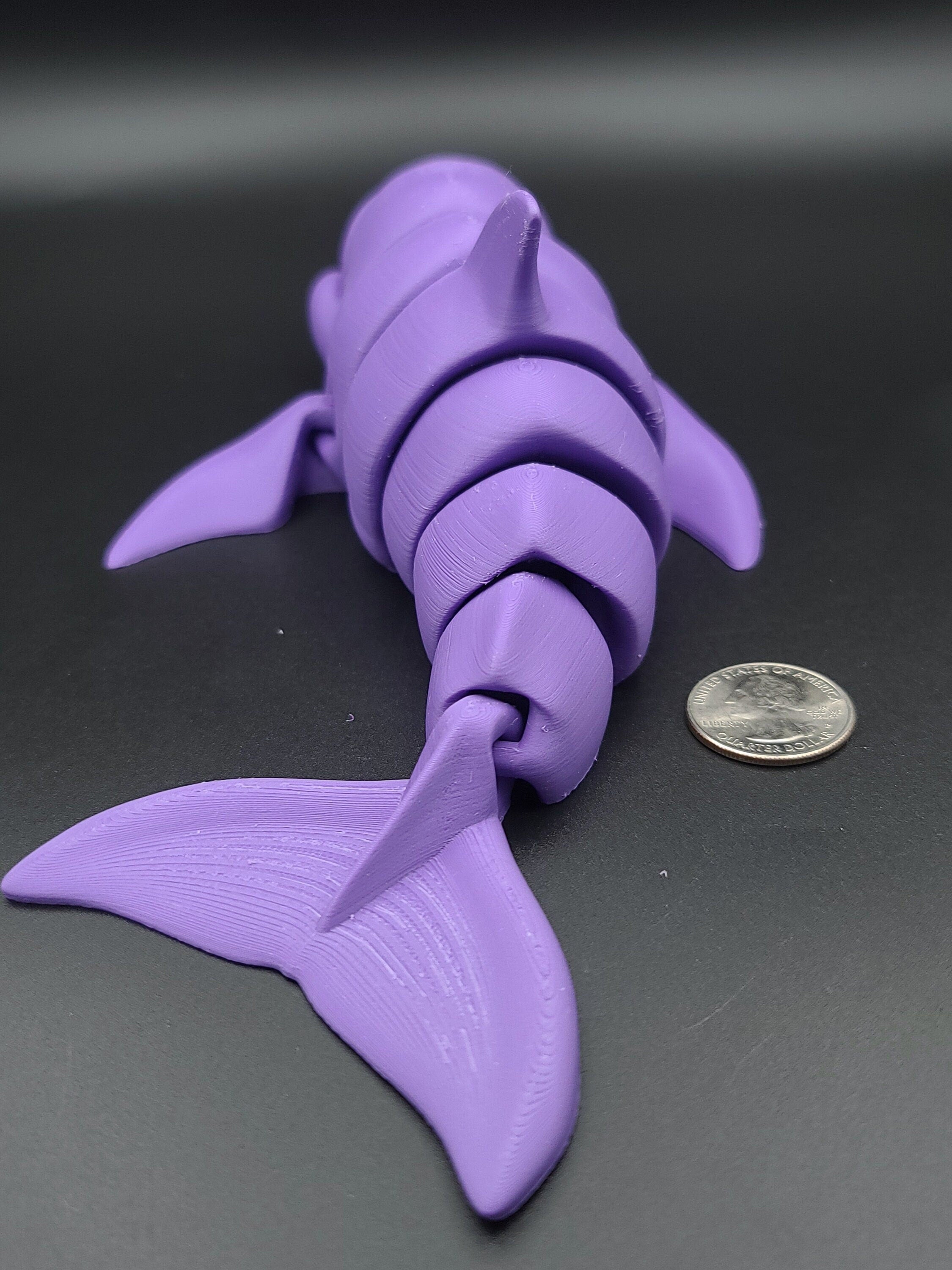 XL Purple Flexi Dolphin. 9.5 inch Articulating Super Cute Dolphin. Great fidget toy. Desk buddy. Sensory toy.