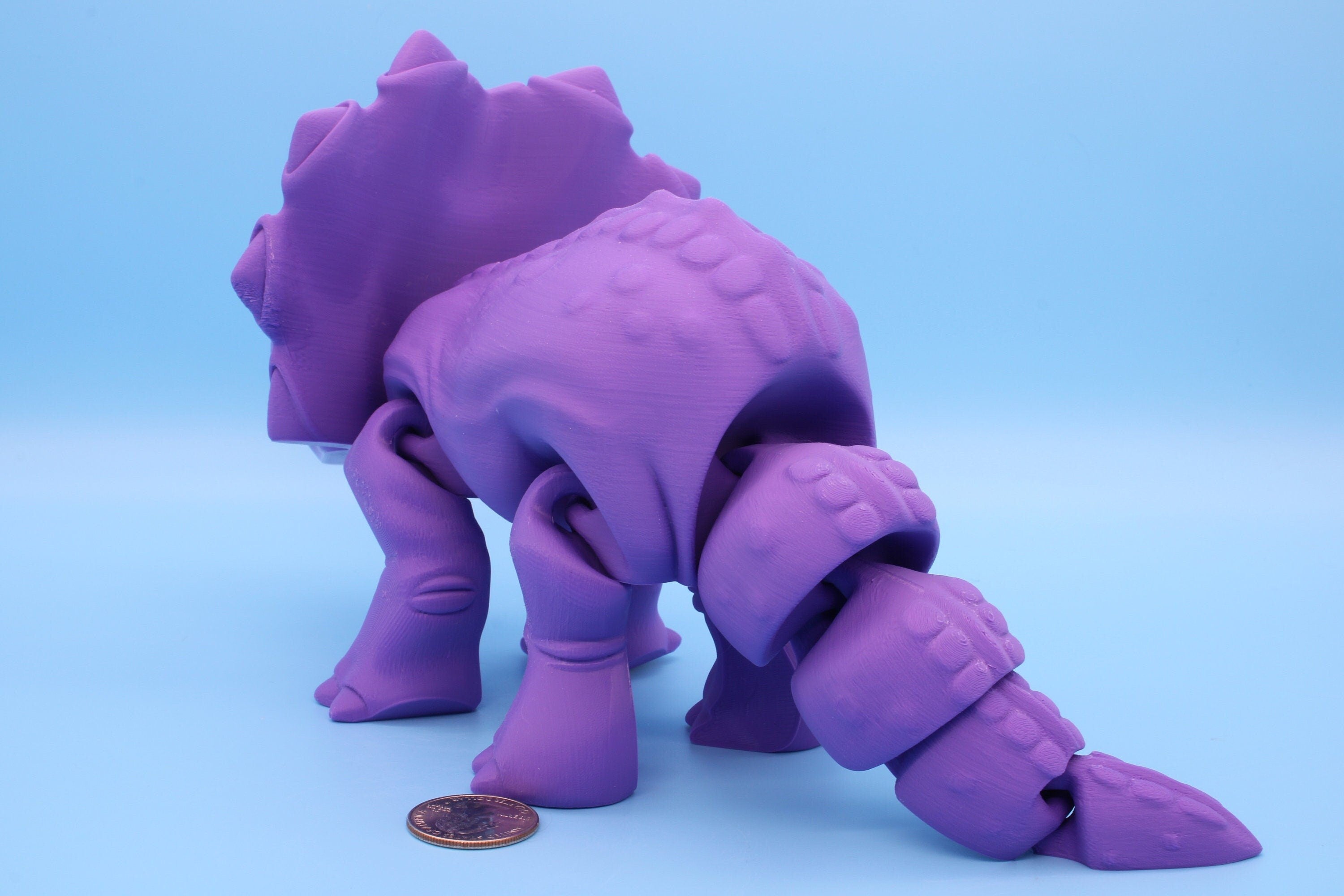 XL Cute Flexi White Triceratops. Unique 3D printed Triceratops. Great Articulating fidget toy, desk, sensory toy. 12 inch