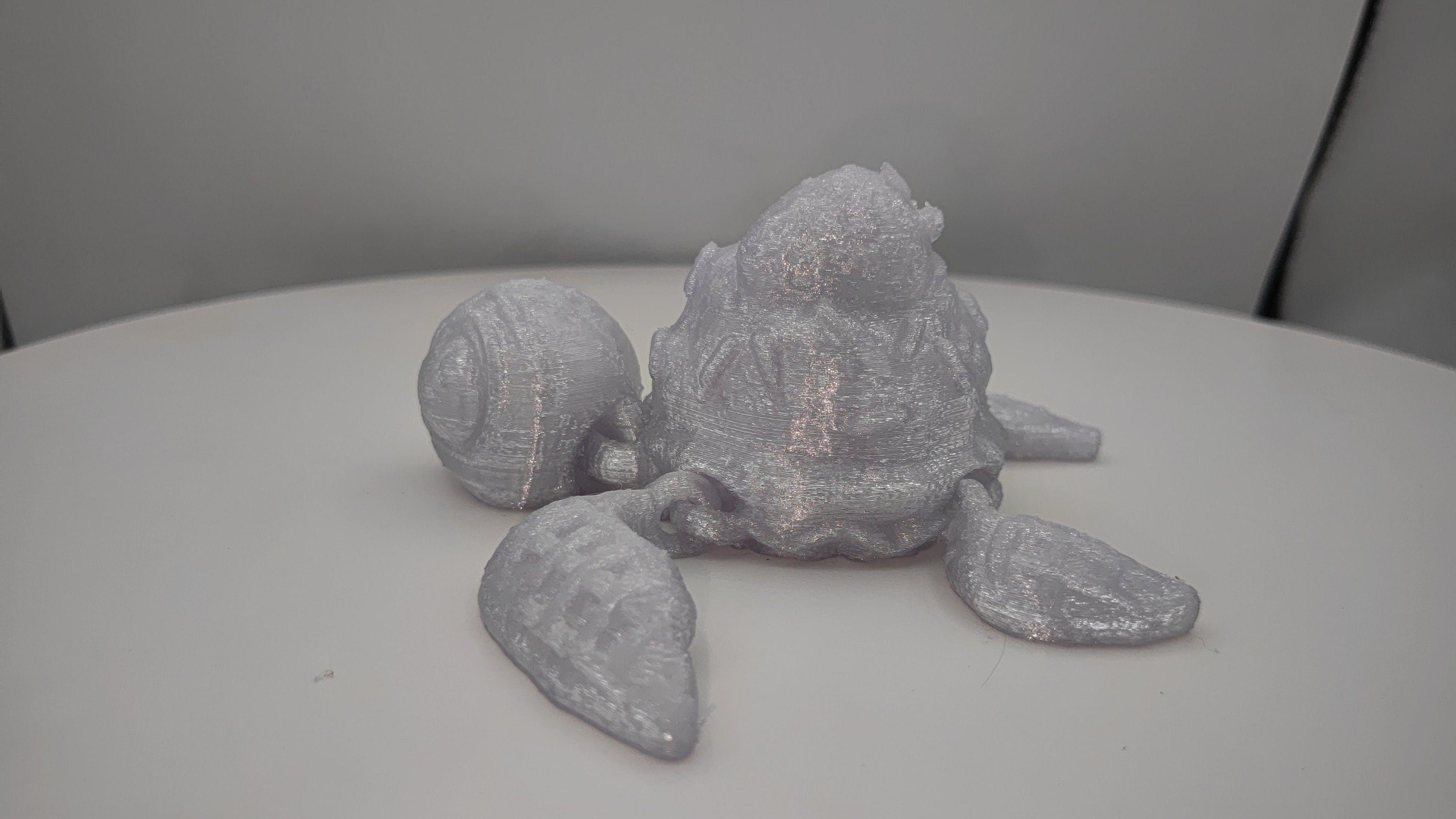 Silver Shimmer Dessurtle (Dessert & Turtle) 3D Printed Fidget pet, Turtle with waffle cone legs, Ice Cream Sprinkles w/ strawberry top