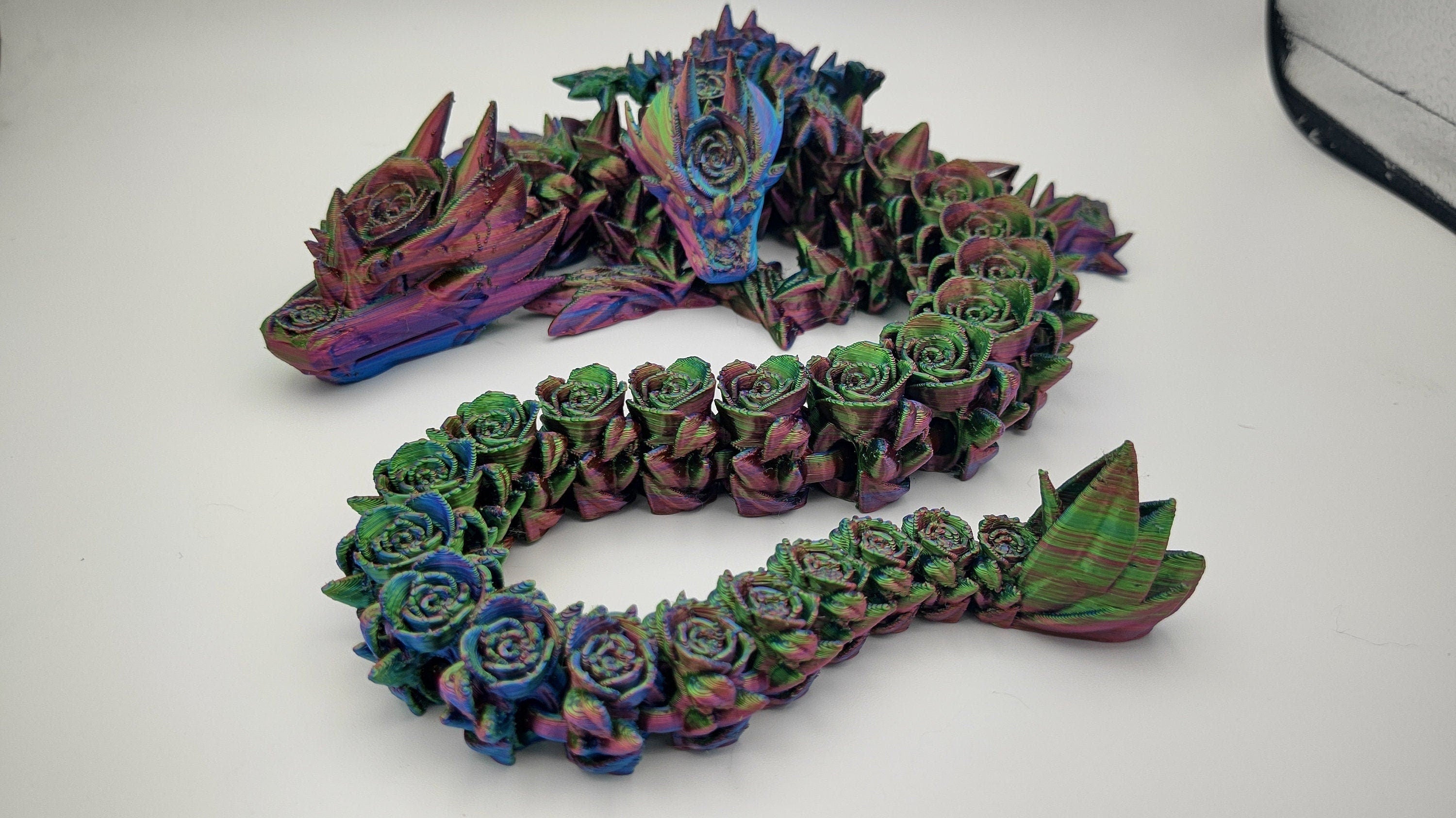Dragon Rose - Tri Color Mom & Baby | Flawed | 3D Printed Articulating Dragon Rose - Tri Color Mom & Baby | Flawed | 3D Printed Articulating