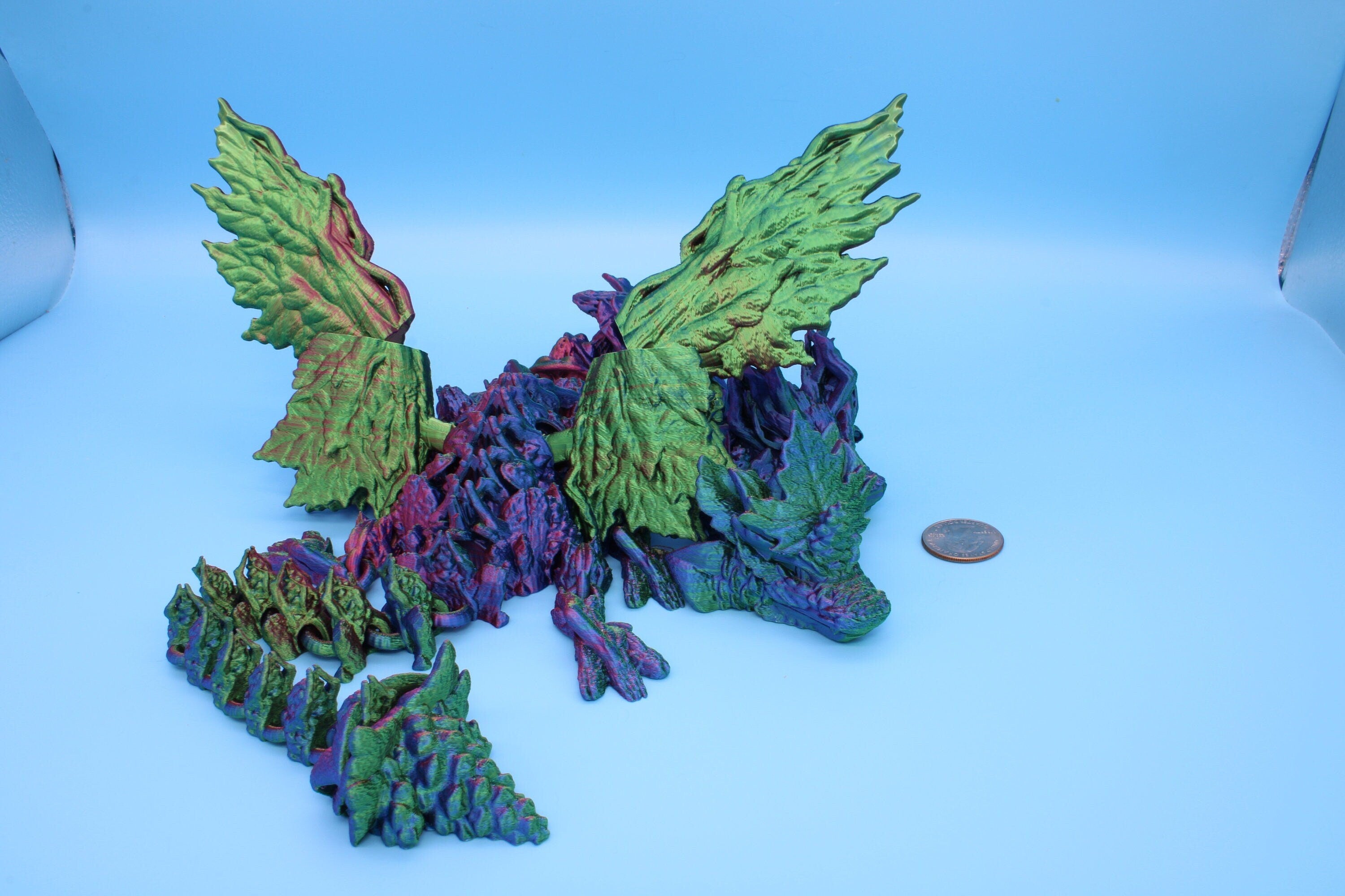 Tri-Forest Dragon | Multi Colored | Three Headed Dragon | 3D printed | Articulating Dragon | Fidget Toy | Flexi Toy | Stress Relief | Stim.