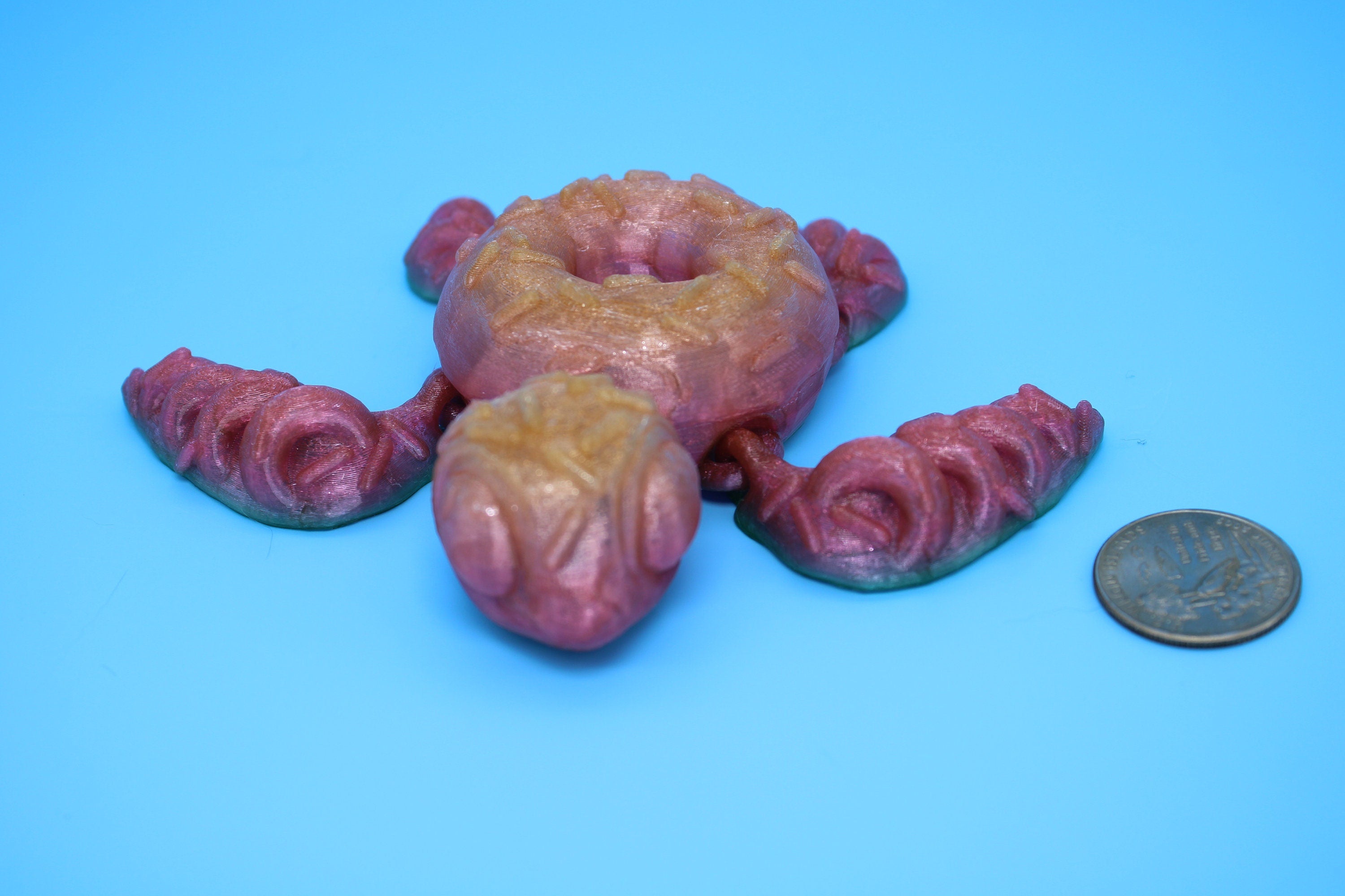 Turtle - Doughnut Turtle | Articulating (Donurtle) | 3D Printed TPU | Flexi Fidget Turtle | Desk Fidget Toy.