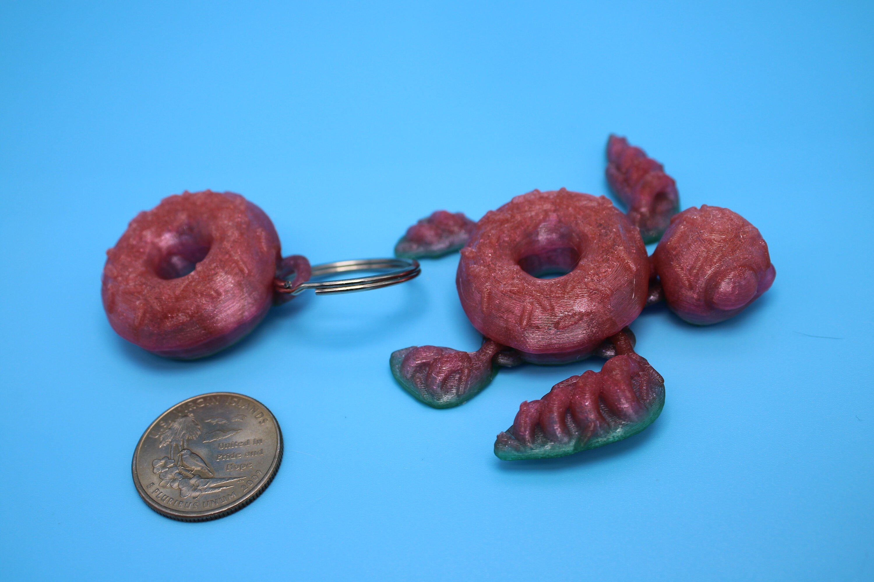 Turtle - Doughnut Turtle | Miniature (Donurtle) | 3D Printed TPU | Flexi Fidget Turtle | Desk Fidget Toy.