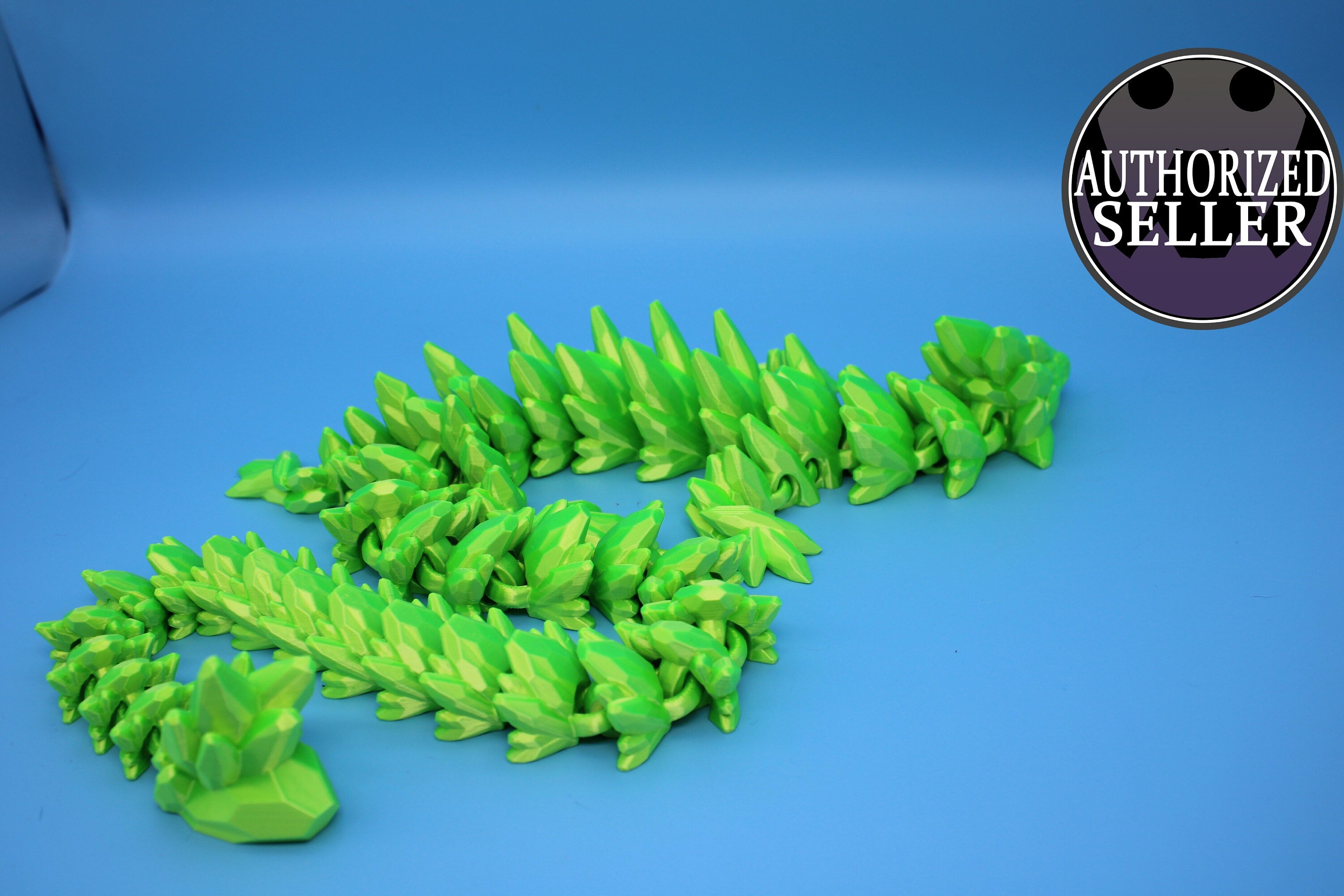 Gem Dragon | Green | 3D Printed Dragon | Flexi Toy | Fidget Toy | 26 inches!