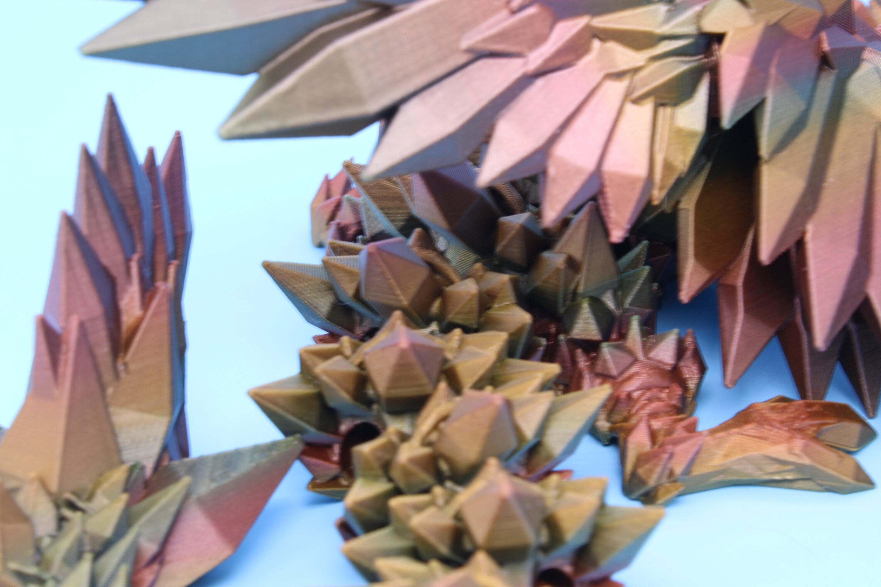 Crystal Wing Dragon | Rainbow | Crystal Wing Dragon | 3D printed | Articulating Dragon | Fidget Toy | Flexi Toy | 18 in