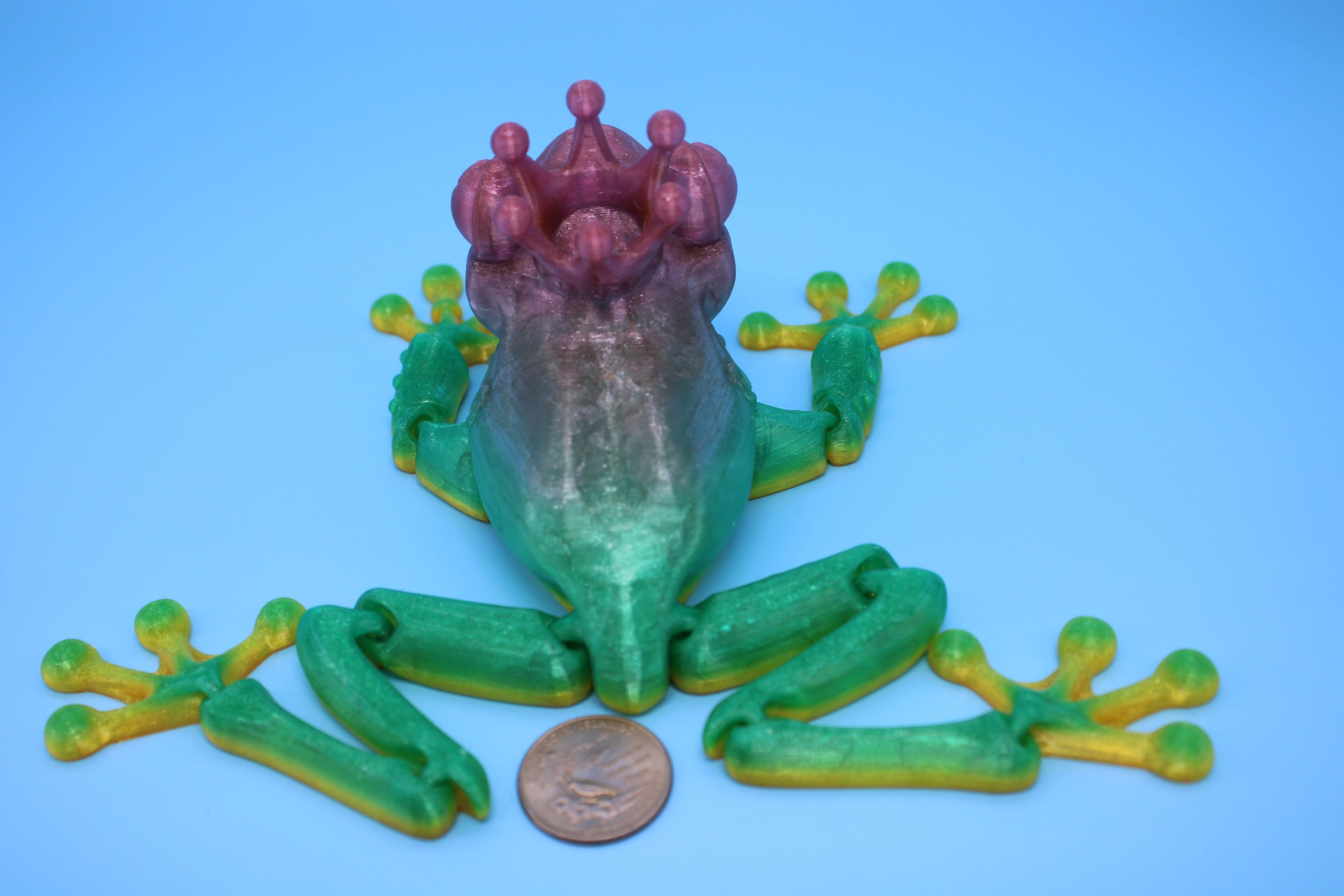 Prince Frog- Rainbow | Cute Flexi Toy | Articulating Frog | 3D printed Unique Fidget | Desk Buddy