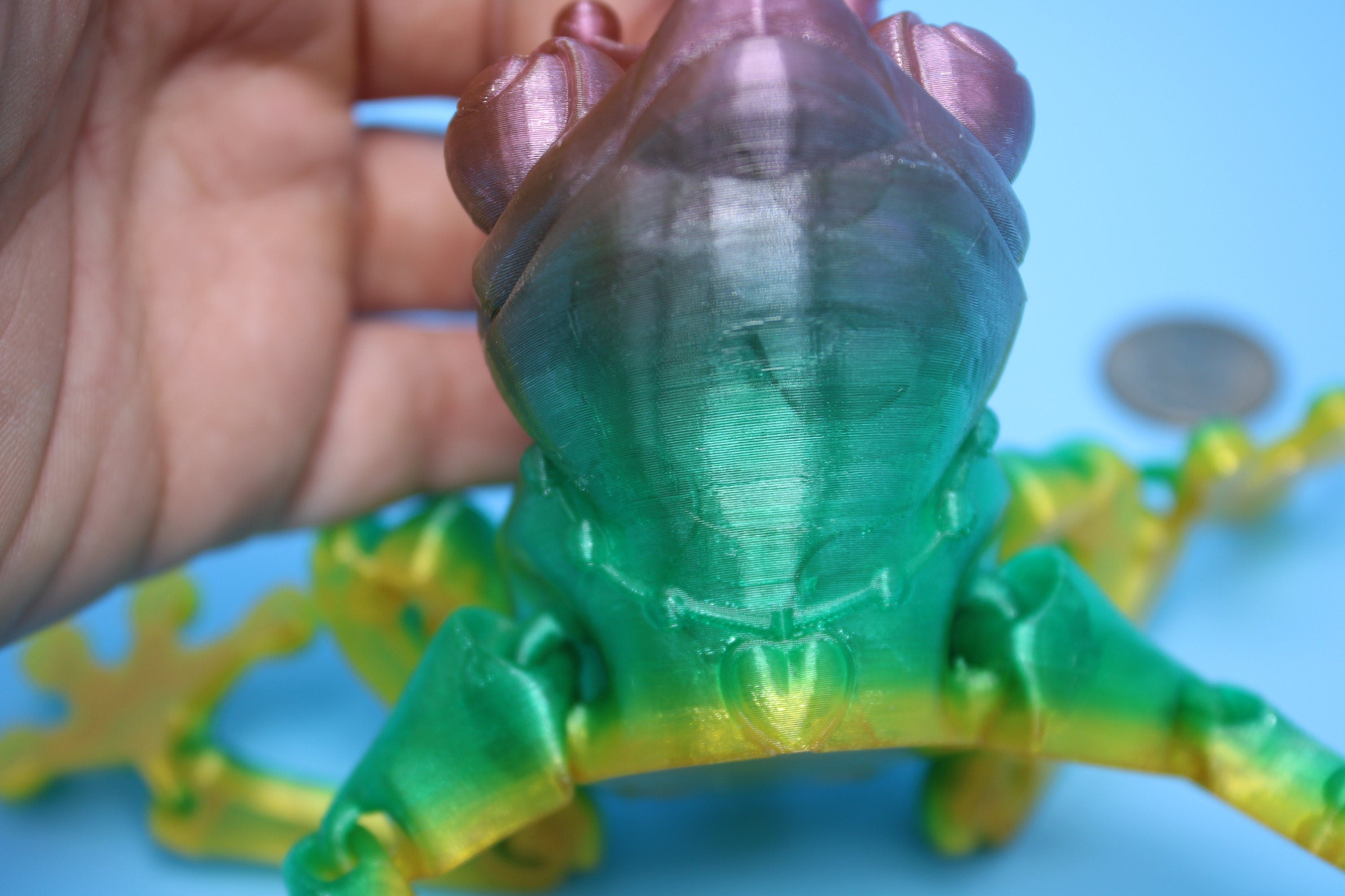 Rainbow Princess Frog | Flexible (TPU) | Cute Flexi Toy | Articulating Frog | 3D printed Unique Fidget | Desk Buddy