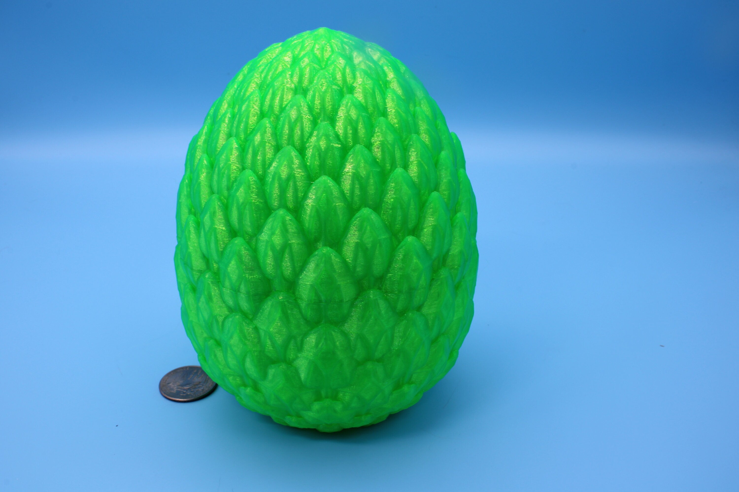 Dragon Scale Egg- Green | 3D printed | Dragon Egg Storage! | 6 in. Dragon Scale Egg | Gift. Decorative Egg