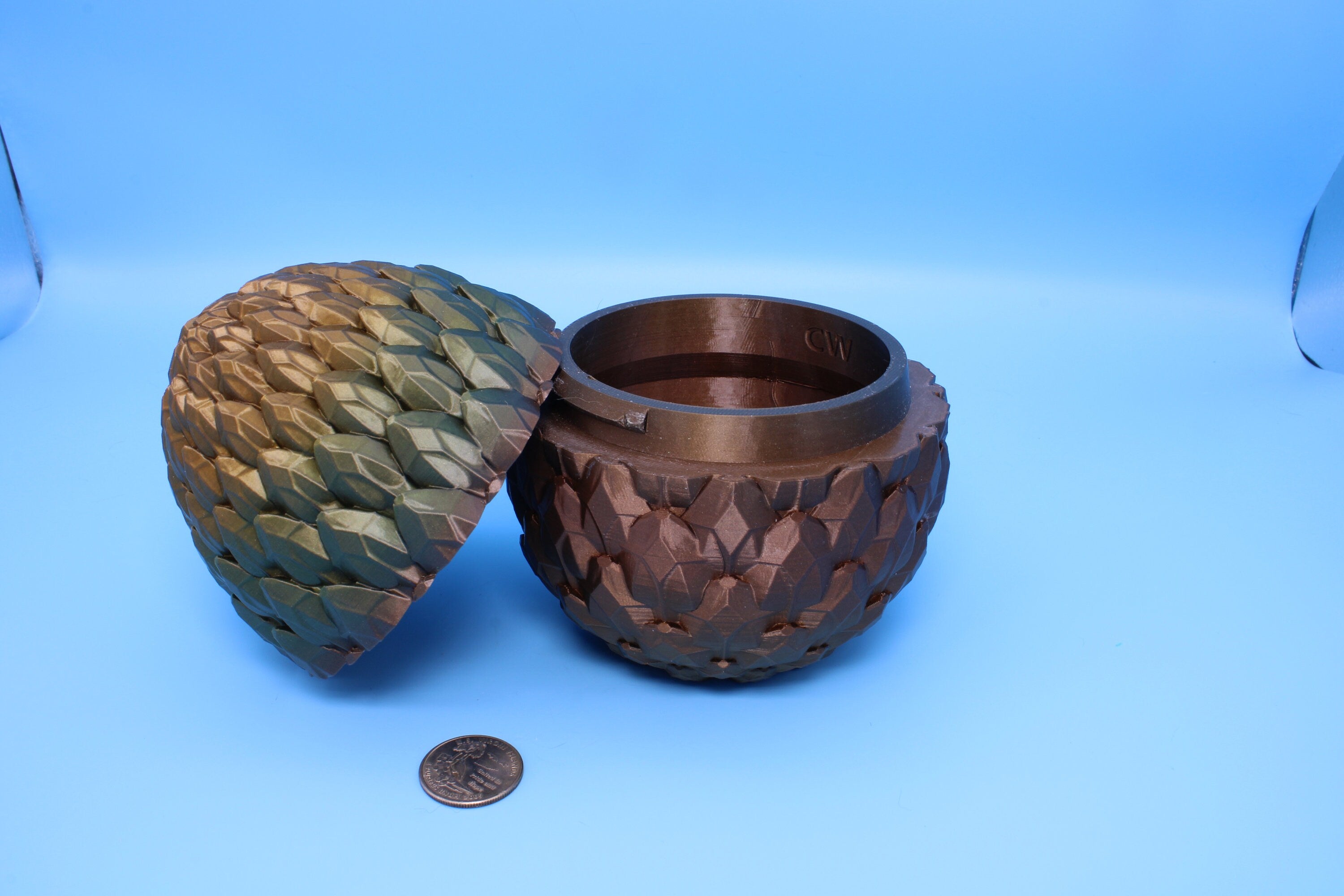 Dragon Scale Egg- Brown | 3D printed | Dragon Egg Storage! | 6 in. Dragon Scale Egg | Gift. Decorative Egg