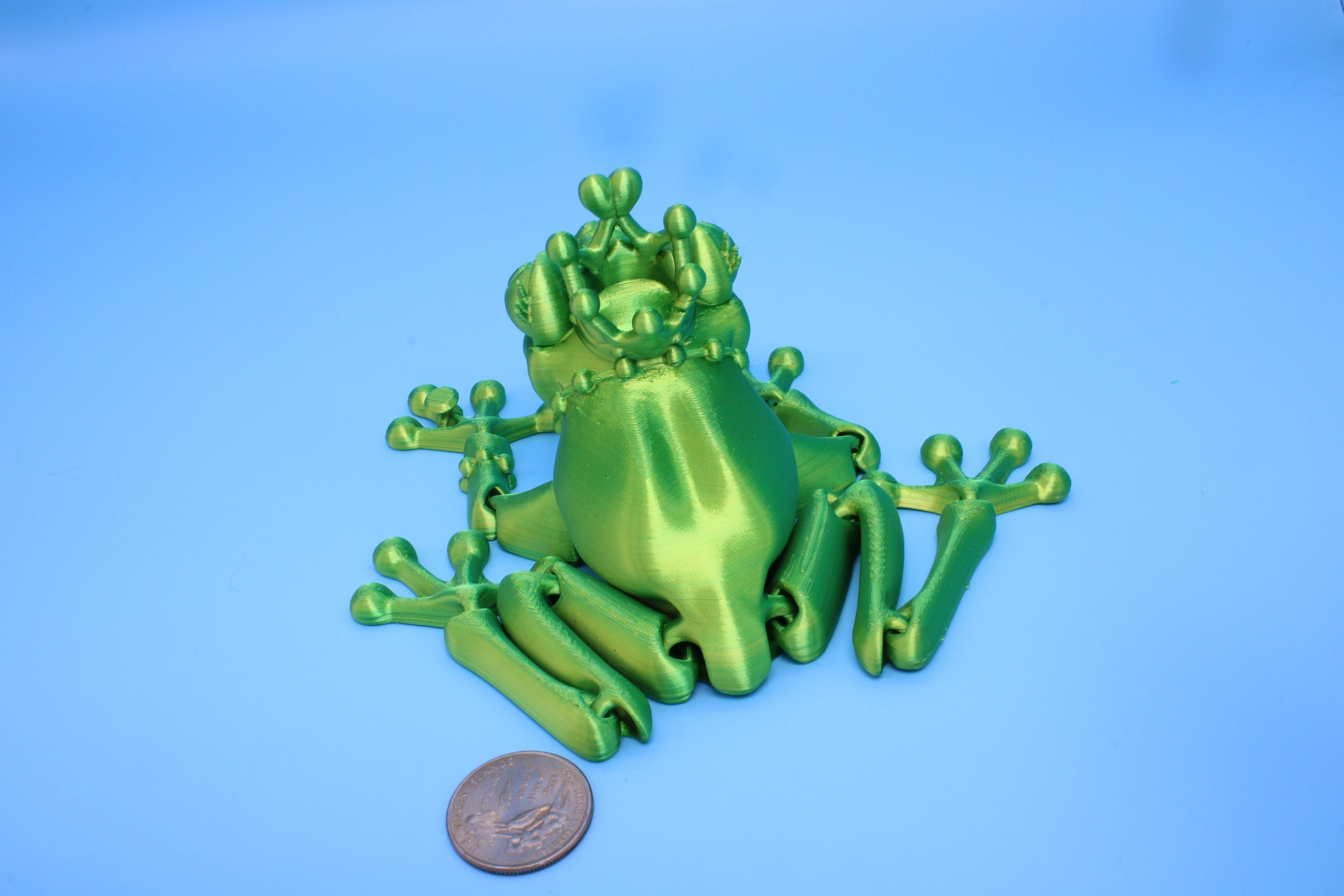 Green Princess Frog | Cute Flexi Toy | Articulating Frog | 3D printed Unique Fidget | Desk Buddy