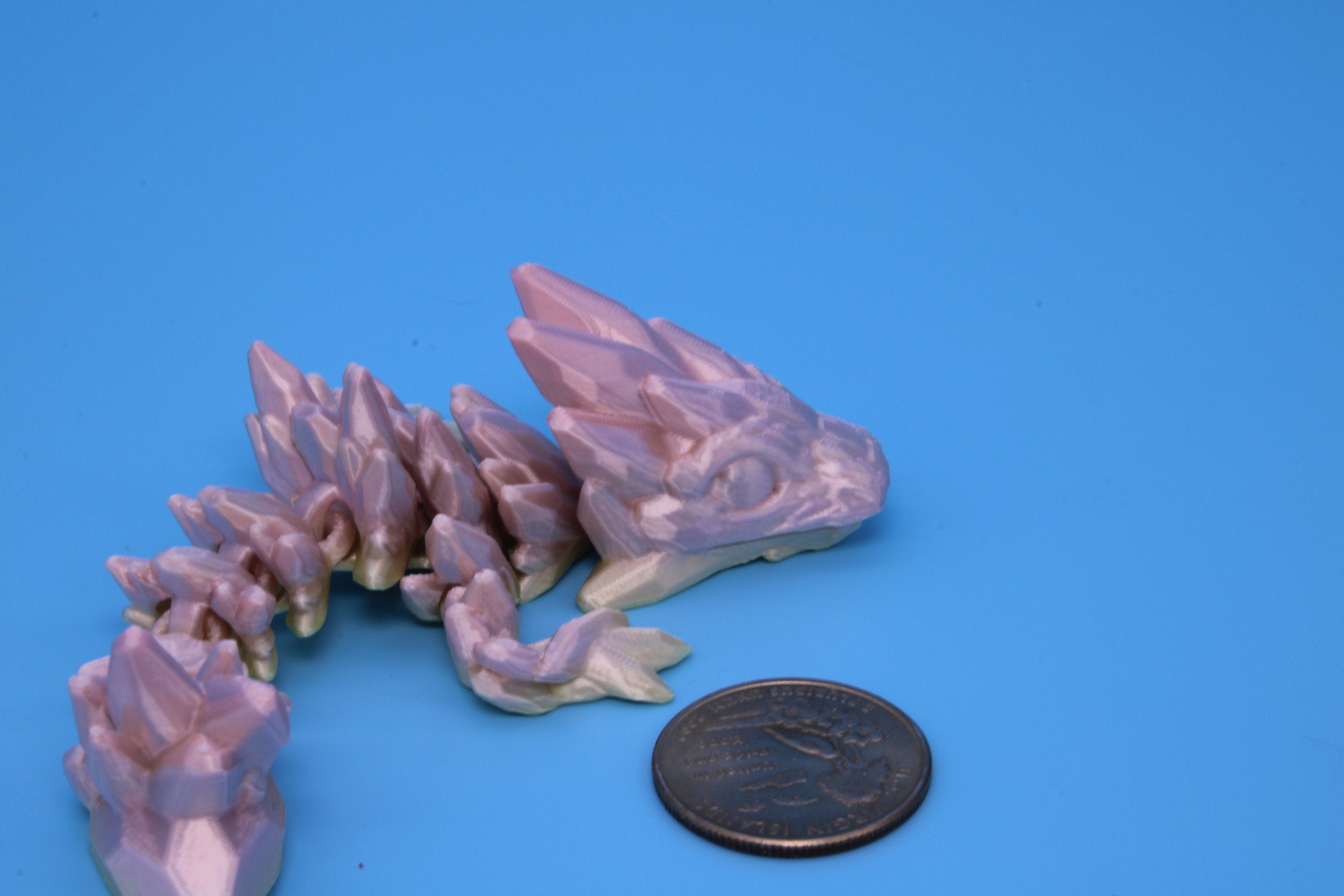 Miniature Baby Gem Dragon | 3D Printed | Articulating Dragon | Flexi Toy | Adult Fidget Toy | 4.5 in. (Made)