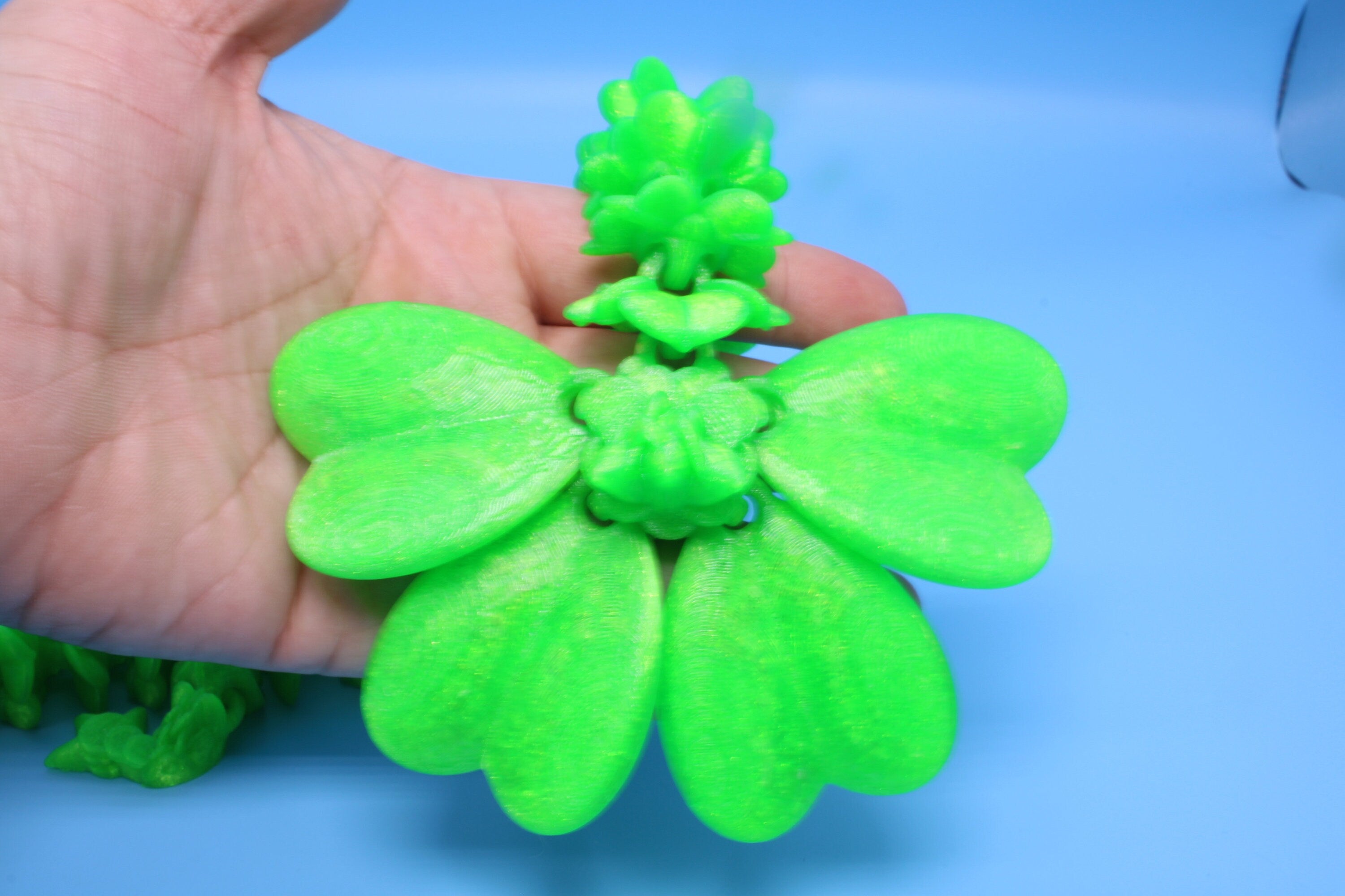 Clover Dragon- Rainbow | 3D printed Articulating Dragon Fidget Toy | Flexi | 18 in. Lucky Dragon | Four Leaf Clover Dragon.