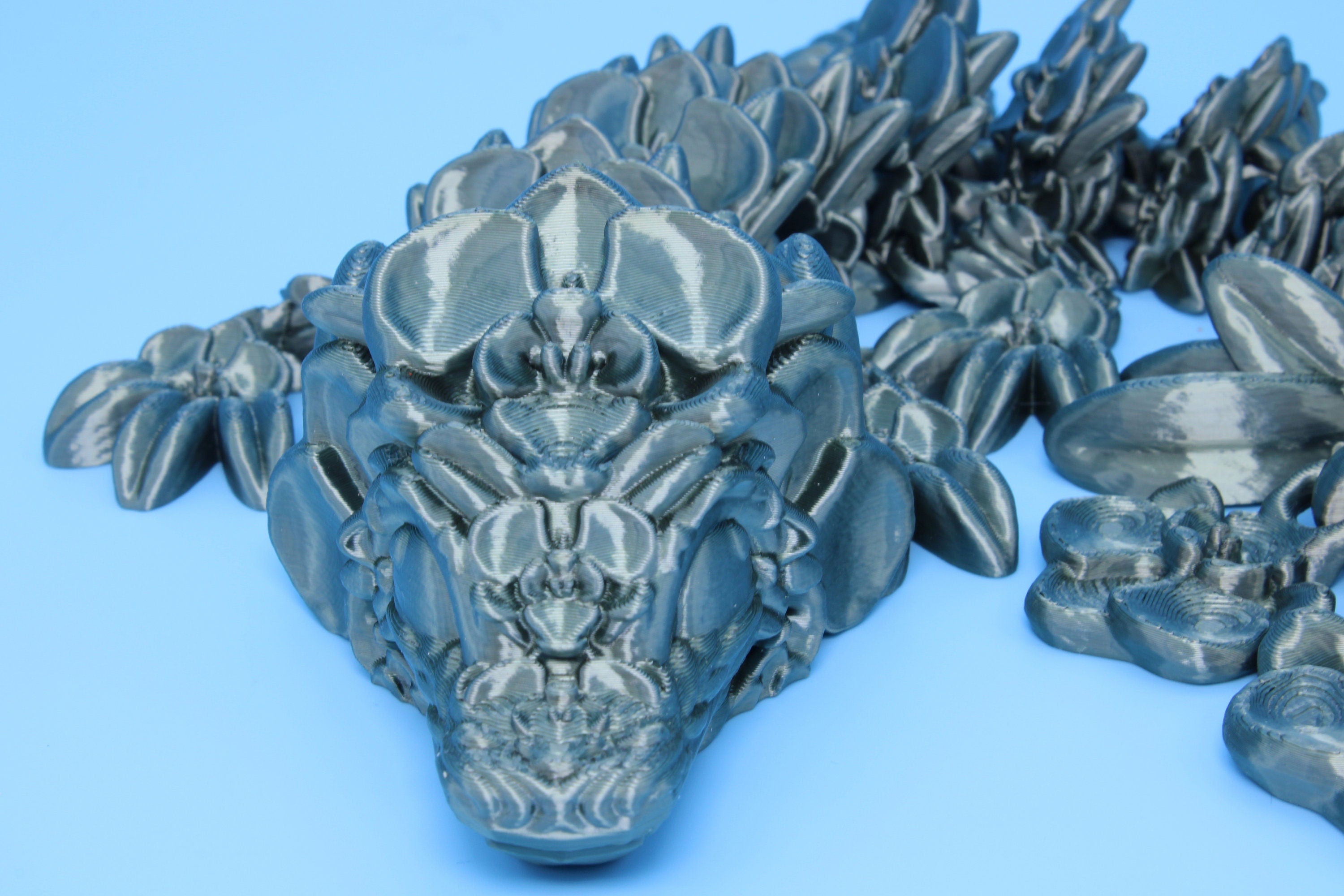 Baby Orchid Dragon | 3D Printed | Flexi Toy | 12.5 in.