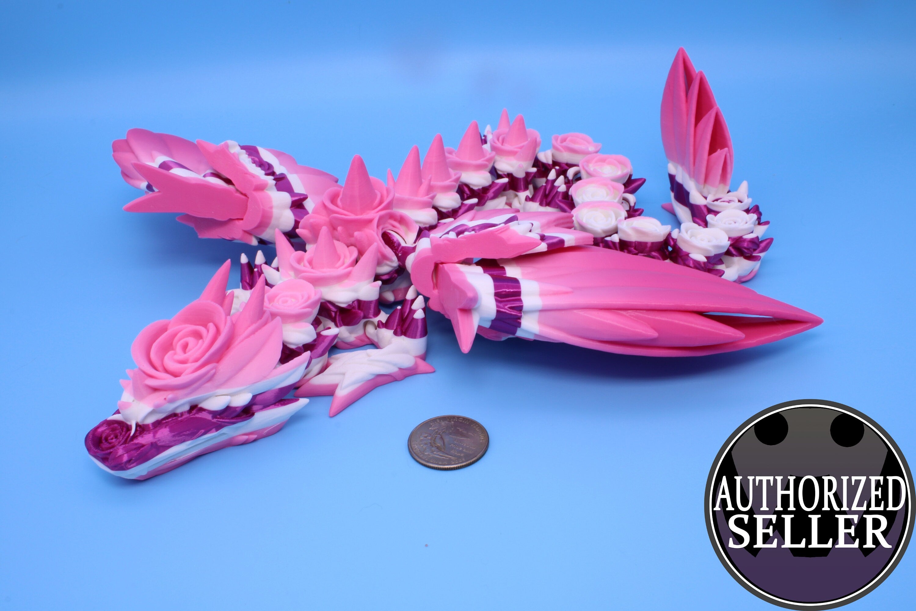 Rose Wing Dragon-Multi Color | Articulating Dragon | 3D Printed Fidget | 19 in.