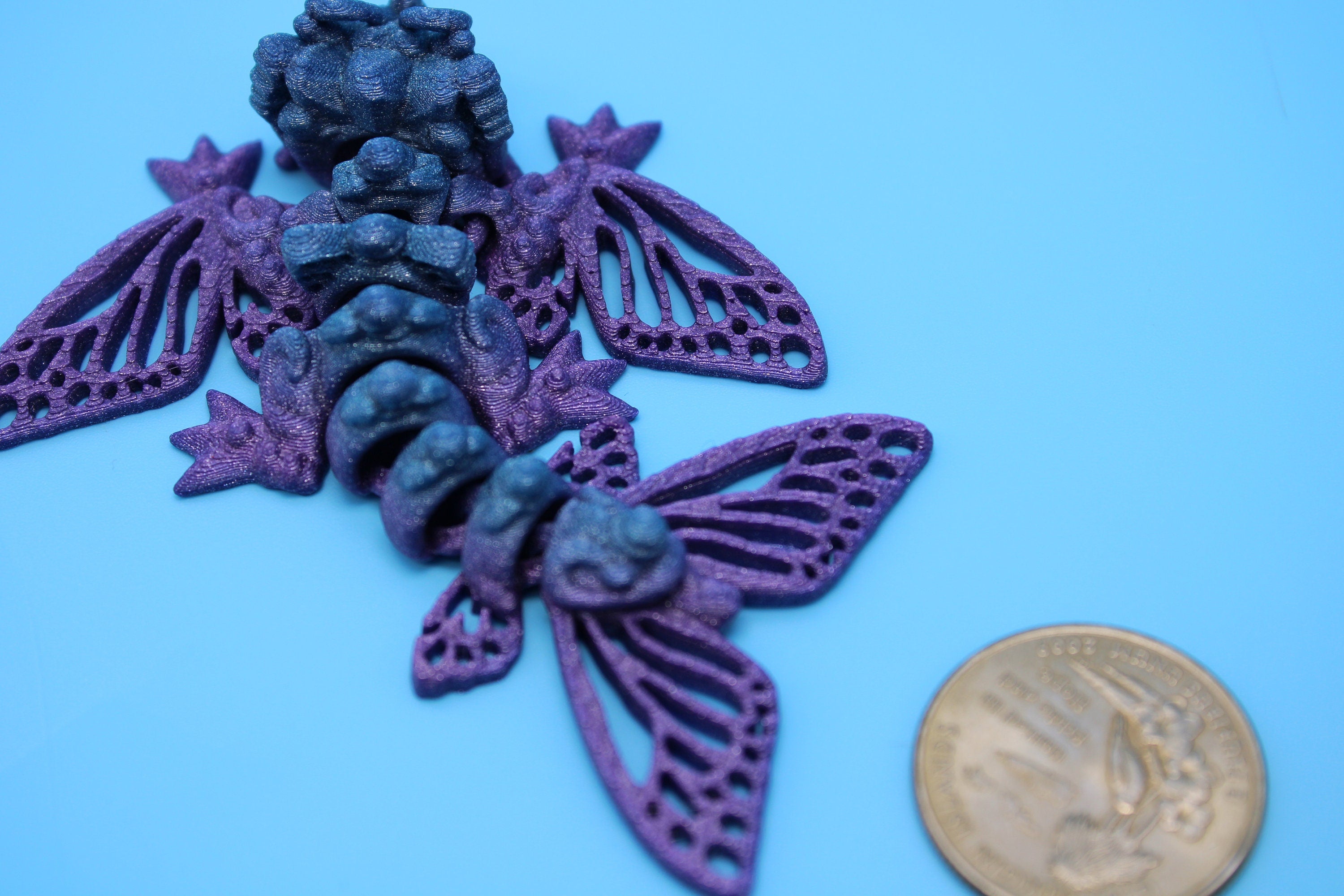 Butterfly Wyvern | Miniature | 3D Printed | Wyvern Dragon | 3.25 in. | Dragon Toy | Fidget Toy | Flexi Dragon.