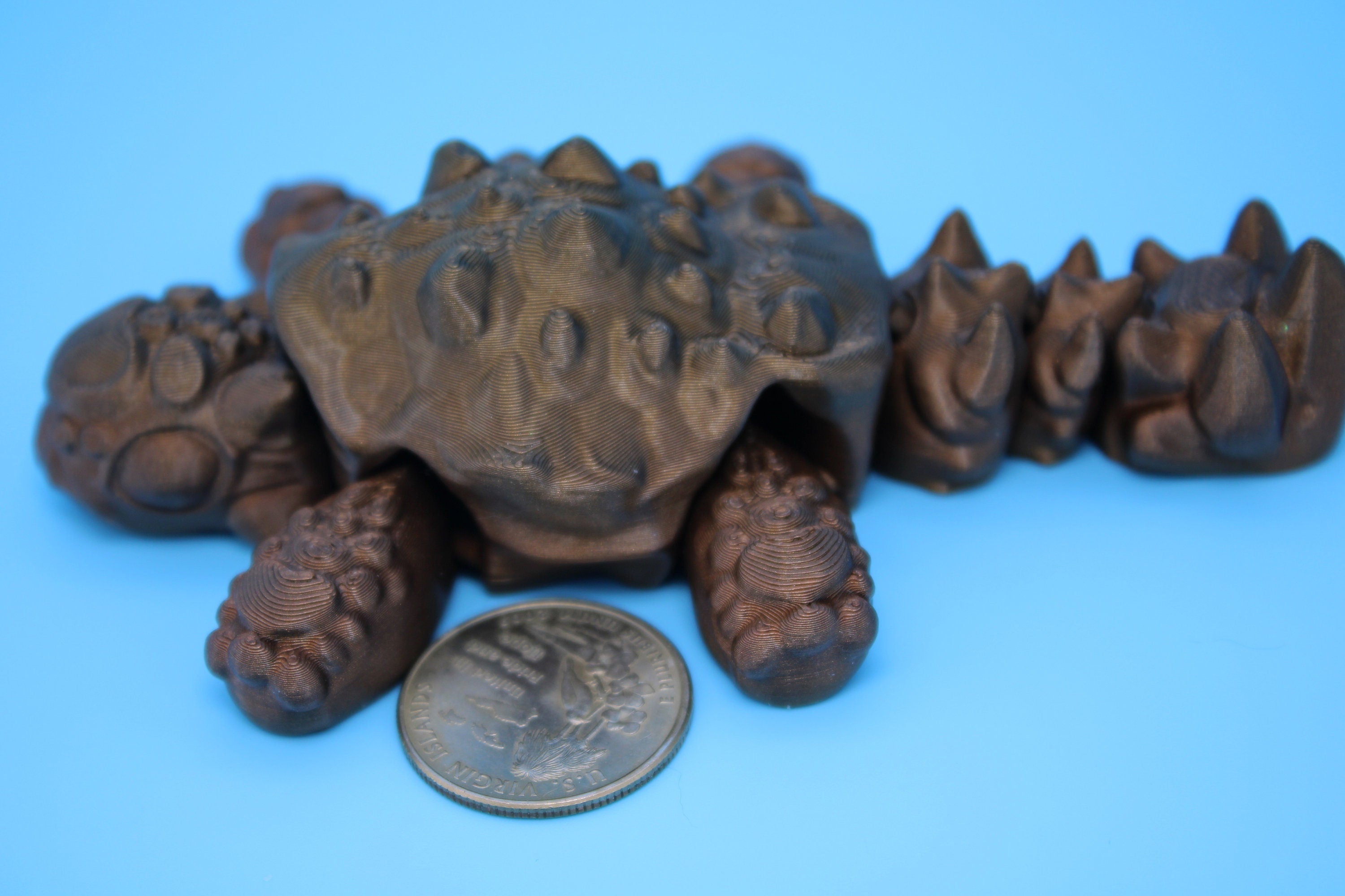 Dinosaur | 3D Printed Cute Anky | Sensory Toy | Fidget Toy | Articulating Ankylosaurus 4.75 in.