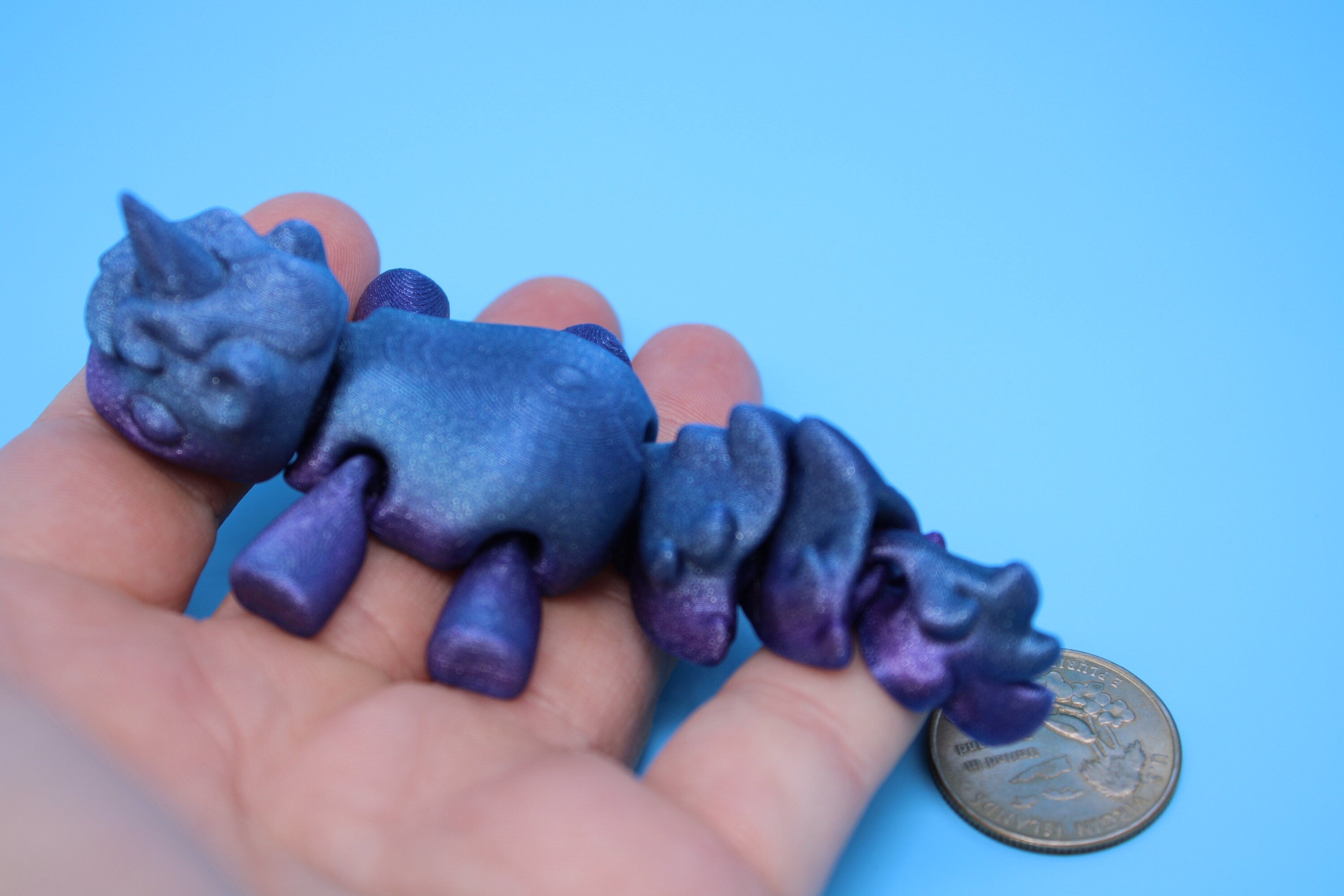 Unicorn no Wings- Blue & Purple | 3D Printed | Cute Unicorn | Sensory Toy | Fidget Toy | Articulating Unicorn.