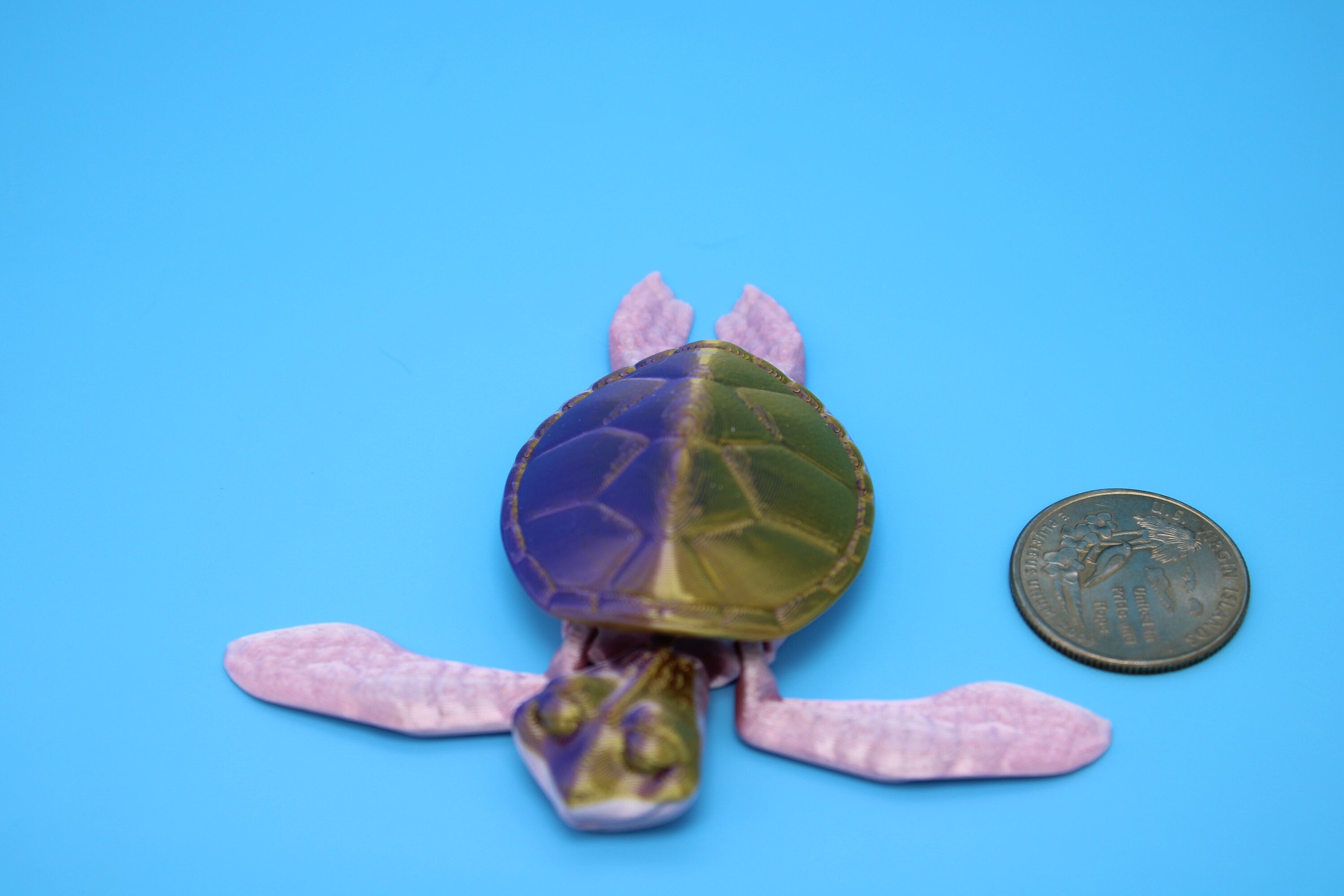 Turtle- Pink & Gold | Miniature | Cute Flexi Toy | Articulating Turtle | 3D printed