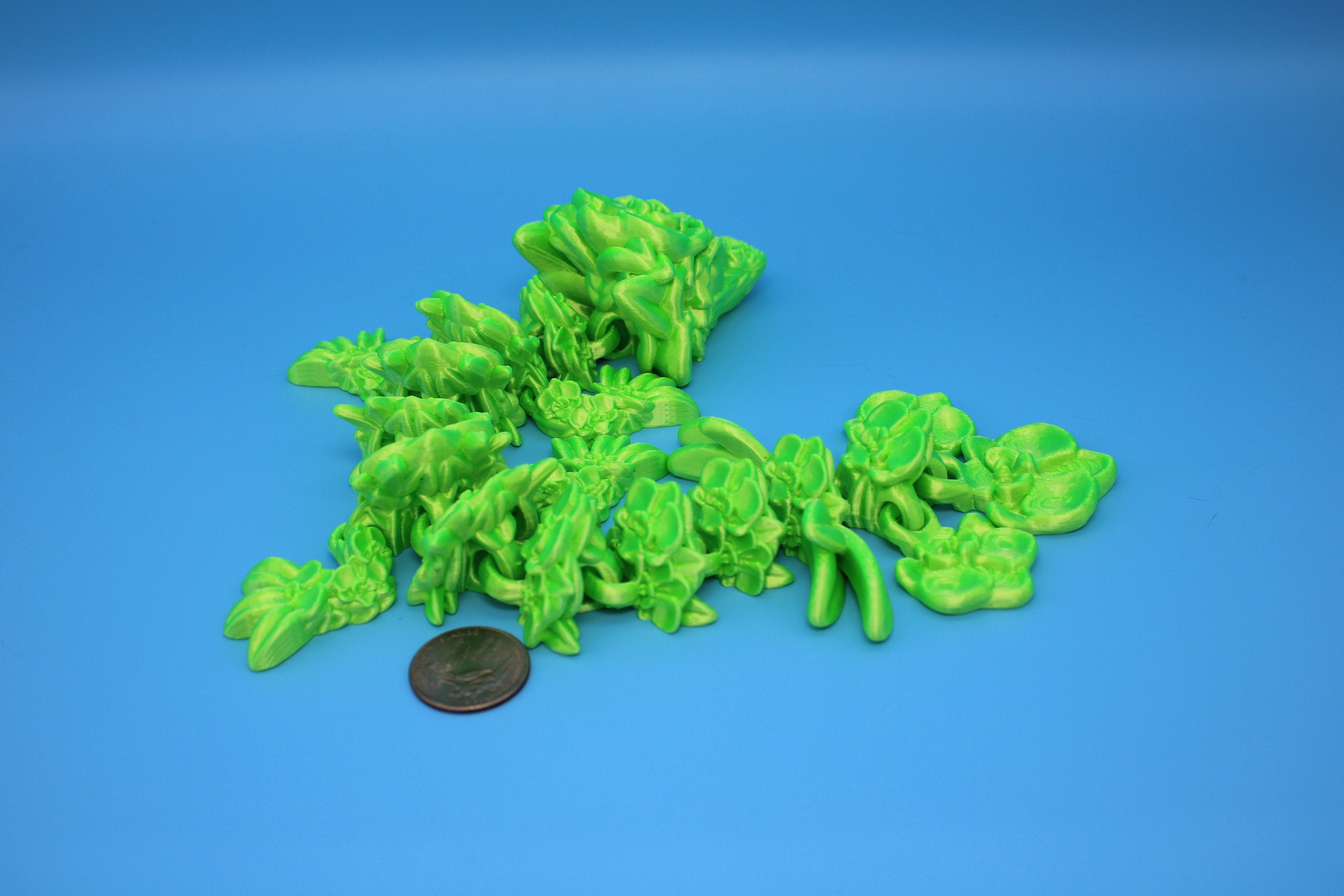 Baby Orchid Dragon- Green | 3D Printed | Flexi Toy | 12.5 in.