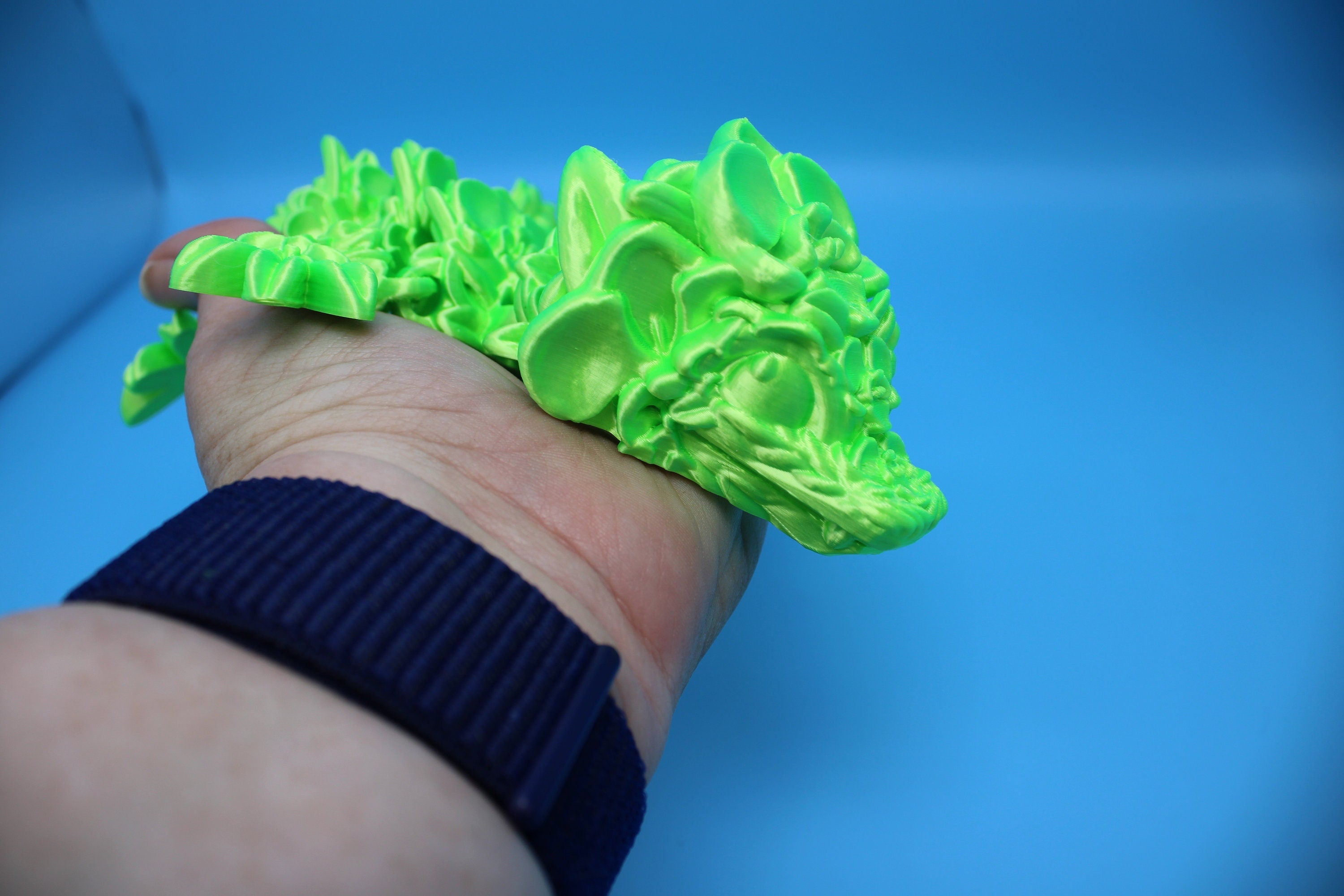 Baby Orchid Dragon- Green | 3D Printed | Flexi Toy | 12.5 in.