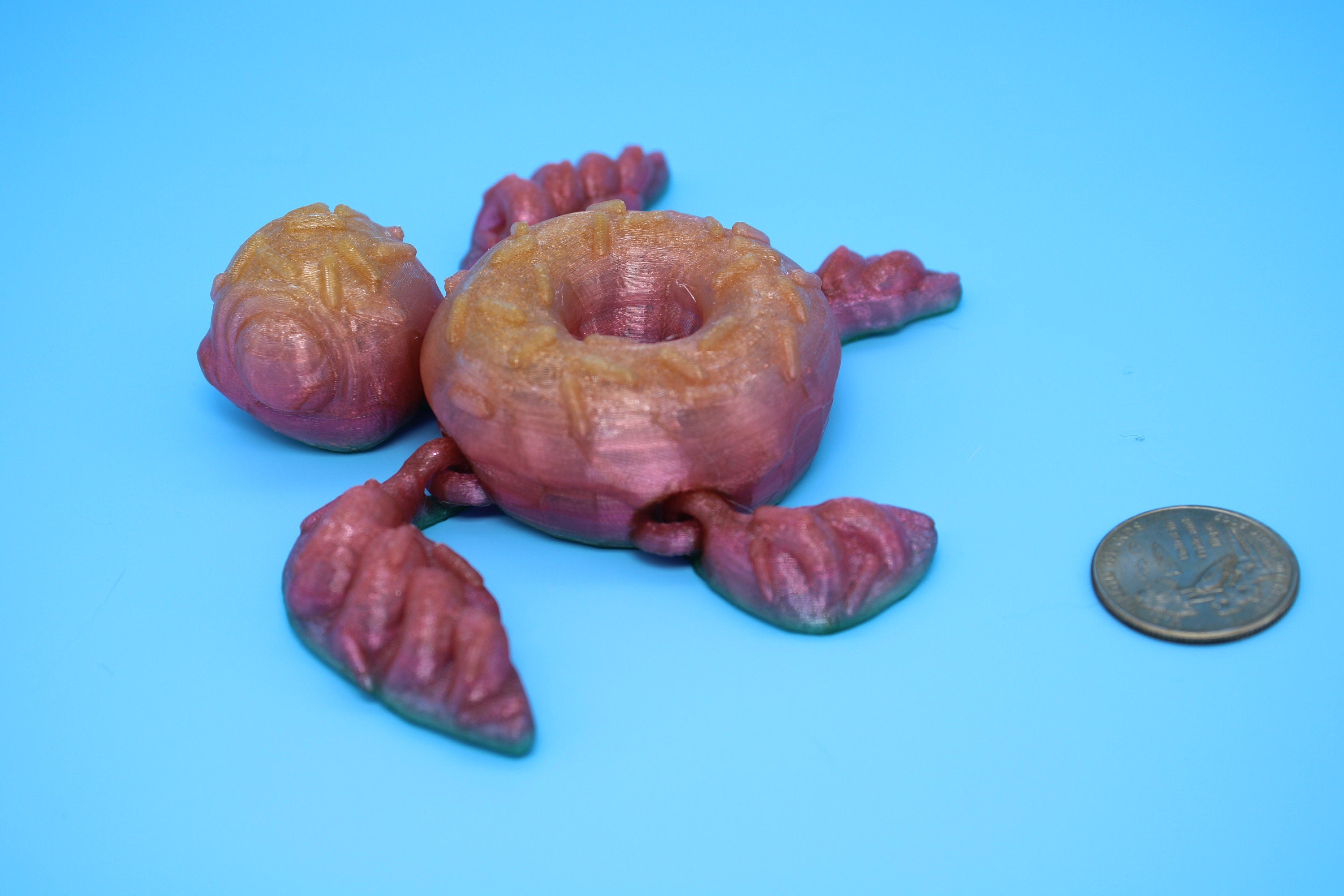 Turtle - Doughnut Turtle | Articulating (Donurtle) | 3D Printed TPU | Flexi Fidget Turtle | Desk Fidget Toy.